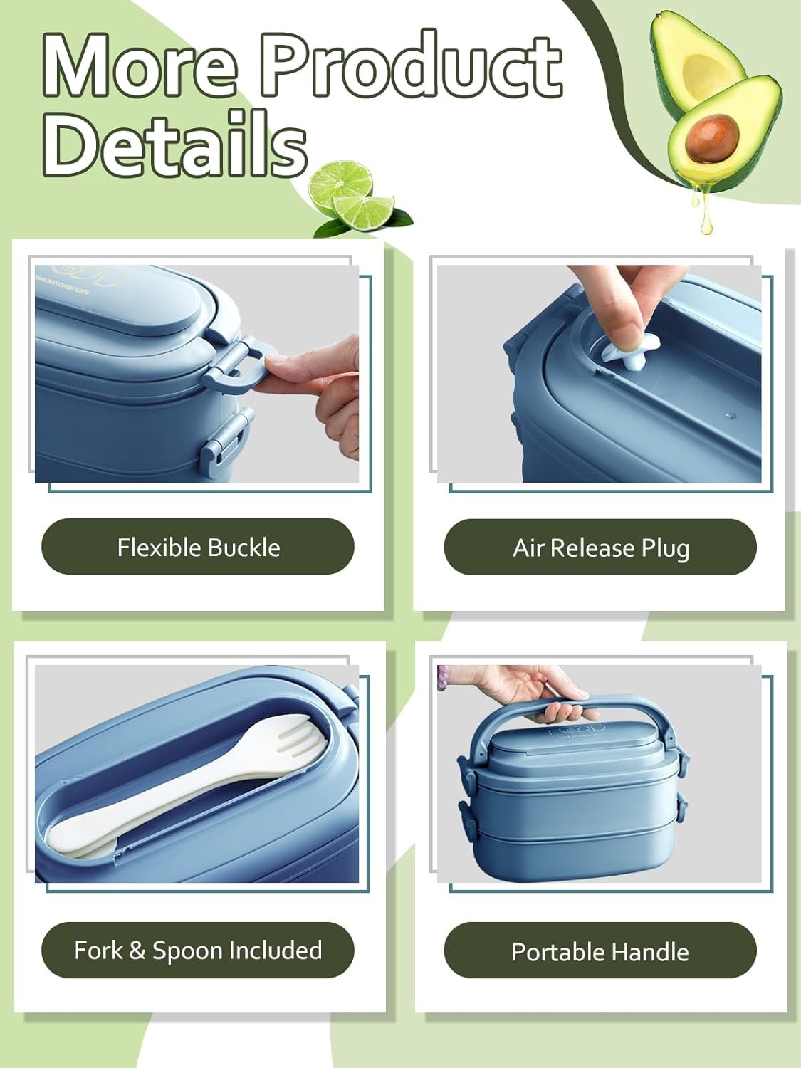 Bento Box Adults Lunch Box: Stackable Lunchbox w/Utensils, Leak-Proof Portable Lunch Container w/Divided Compartments, 1550ml Microwave Safe Lunch Box for Work, Outdoors, Navy Blue Bento Box Adults Lunch Box: Stackable Lunchbox w/Utensils, Leak-Proof Portable Lunch Container w/Divided Compartments, 1550ml Microwave Safe Lunch Box for Work, Outdoors, Navy Blue