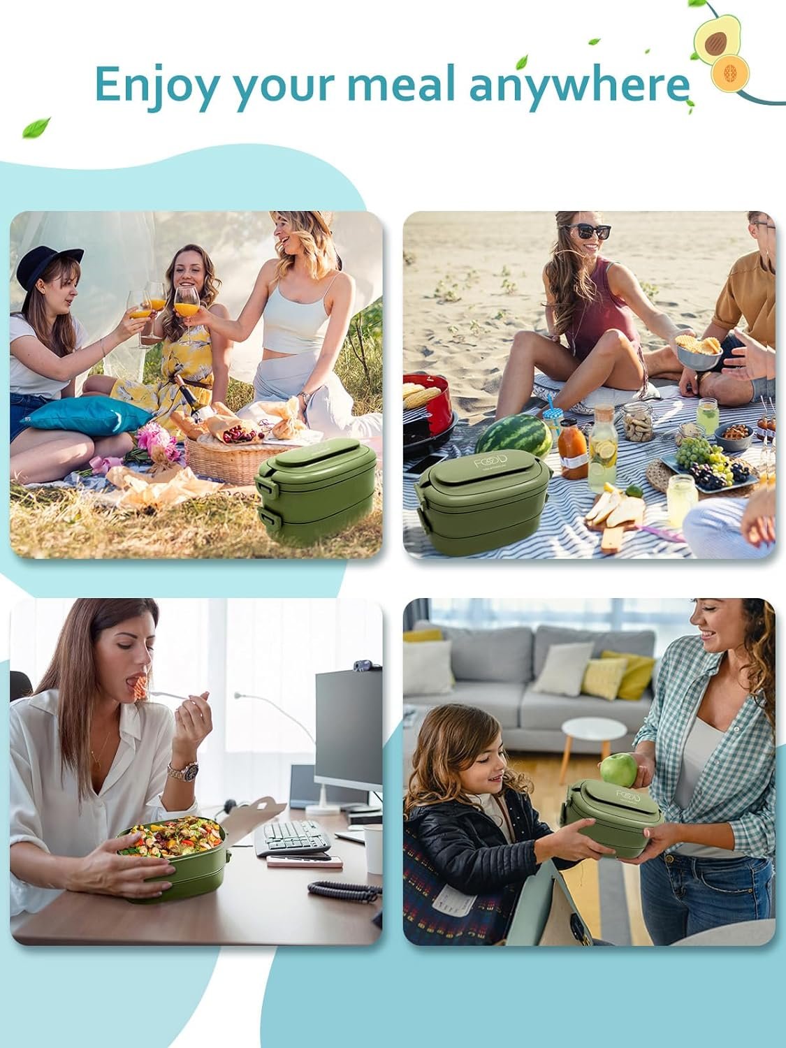 Bento Box Adults Lunch Box: Stackable Lunchbox w/Utensils, Leak-Proof Portable Lunch Container w/Divided Compartments, 1550ml Microwave Safe Lunch Box for Work, Outdoors, Navy Blue Bento Box Adults Lunch Box: Stackable Lunchbox w/Utensils, Leak-Proof Portable Lunch Container w/Divided Compartments, 1550ml Microwave Safe Lunch Box for Work, Outdoors, Navy Blue