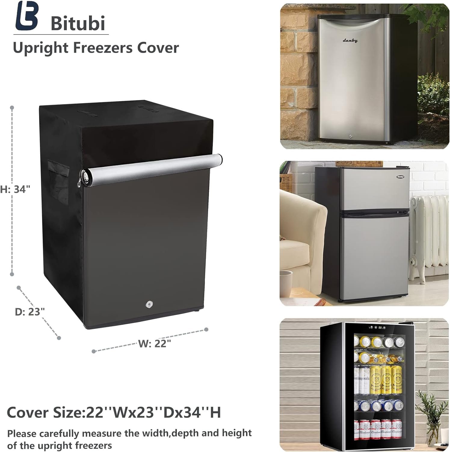 Beverage Refrigerator Cooler Cover,Outdoor Fridge Cover – Waterproof, Dustproof, Sun-Proof, 20 W x 20 D x 33 H. Suitable for most 3.2 Cu.ft Beer or Wine Mini Fridge (Black) Beverage Refrigerator Cooler Cover,Outdoor Fridge Cover – Waterproof, Dustproof, Sun-Proof, 20 W x 20 D x 33 H. Suitable for most 3.2 Cu.ft Beer or Wine Mini Fridge (Black)