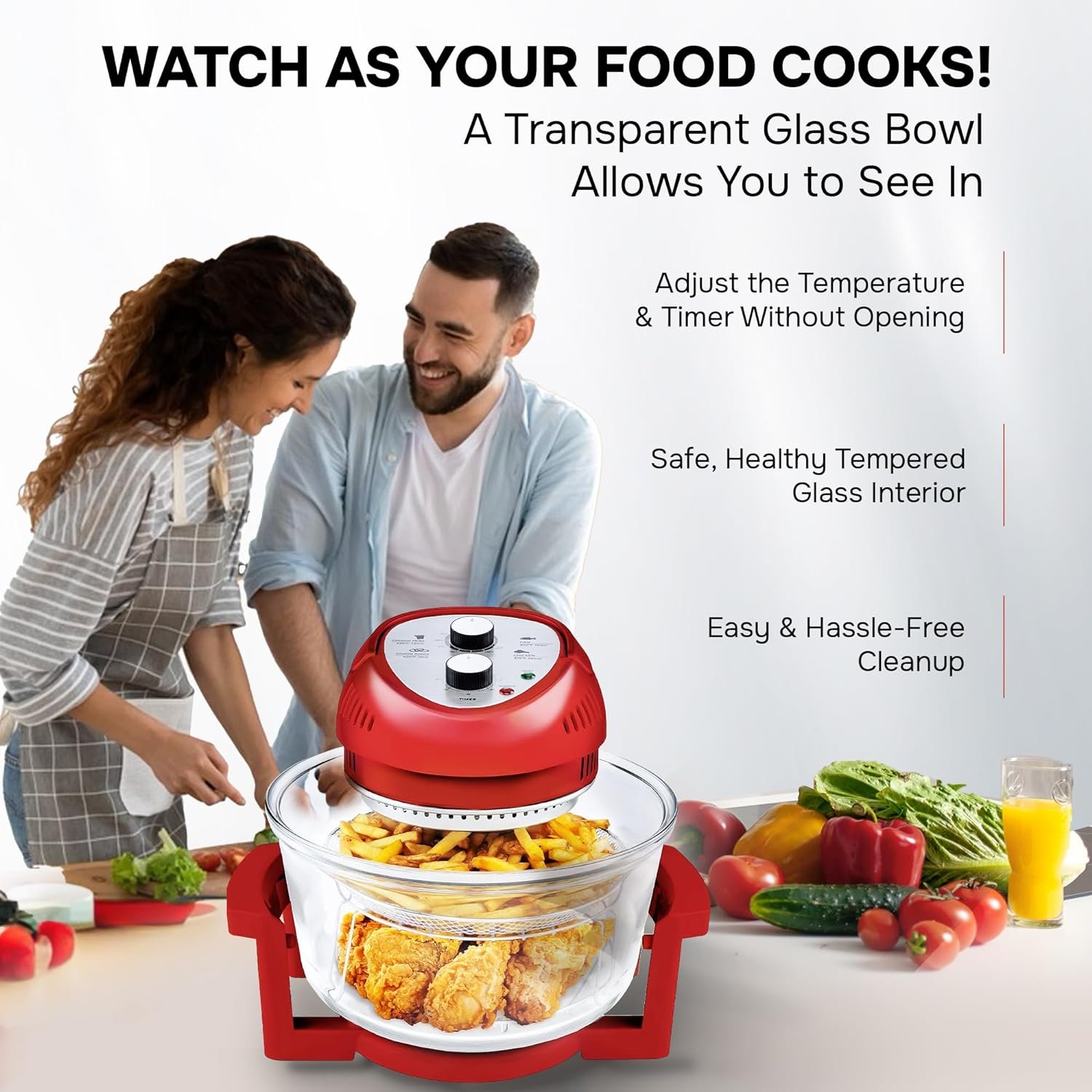 Big Boss 16Qt Large Air Fryer Oven – Extra Large Halogen Oven Cooker with 50+ Air Fryers Recipe Book for Quick + Easy Meals for Entire Family, AirFryer Oven Makes Healthier Crispy Foods – Black