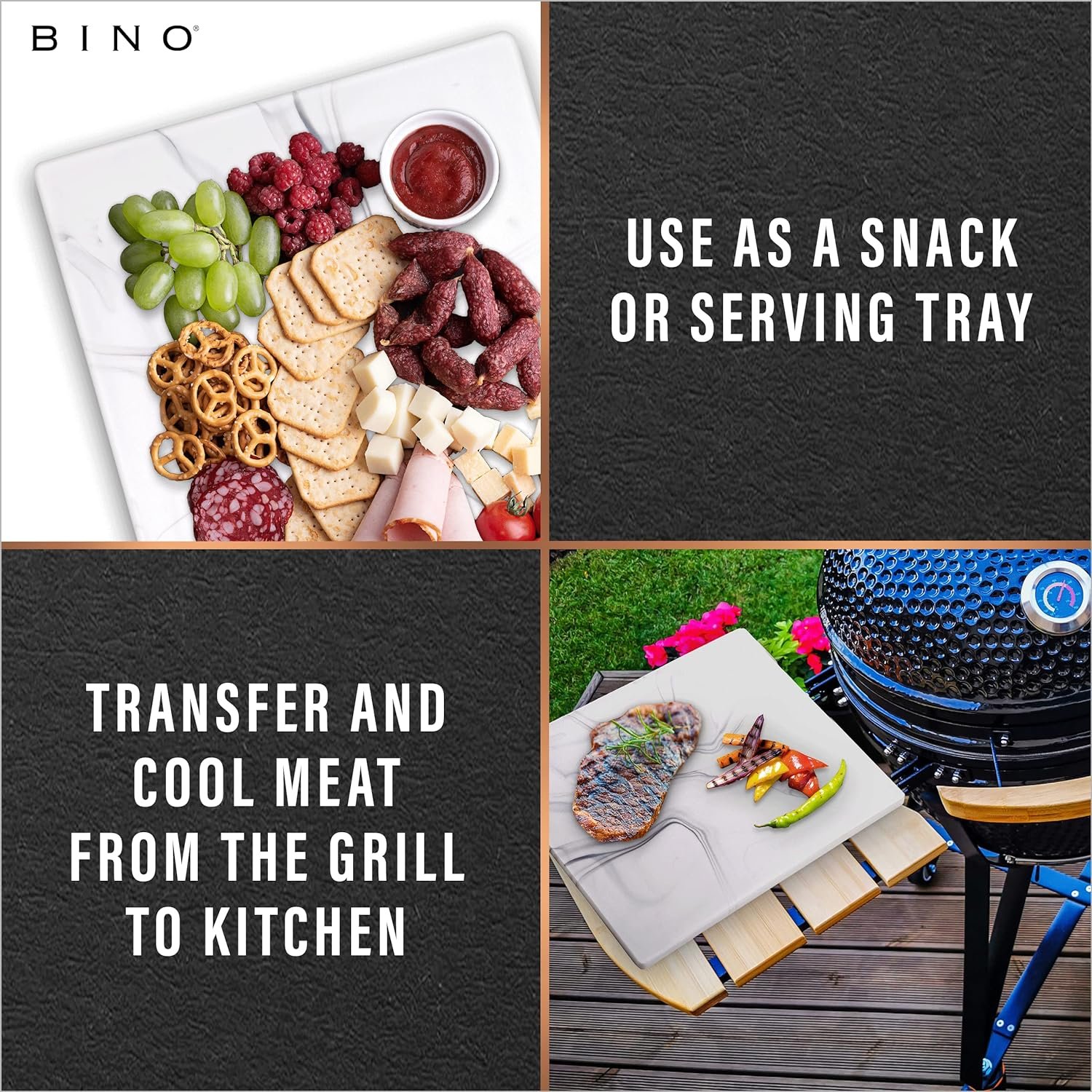 BINO Cutting Board | BPA-Free Chopping Board | Cutting Boards for Kitchen Durable, Large Surface, Multipurpose, Dual-Sided, Dishwasher Safe | Charcuterie Accessories | Home  Kitchen Utensils