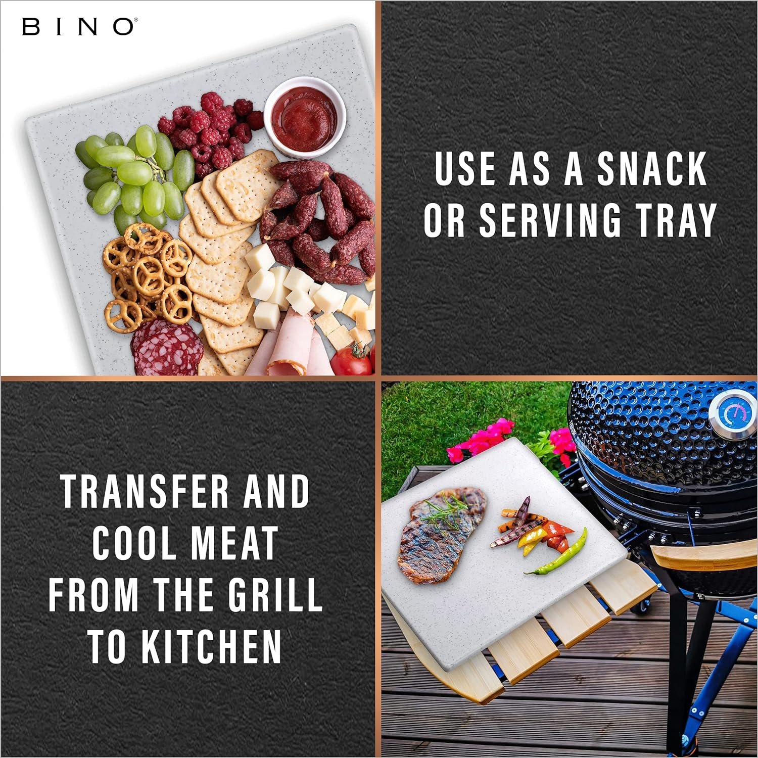 BINO Cutting Board | BPA-Free Chopping Board | Cutting Boards for Kitchen Durable, Large Surface, Multipurpose, Dual-Sided, Dishwasher Safe | Charcuterie Accessories | Home  Kitchen Utensils