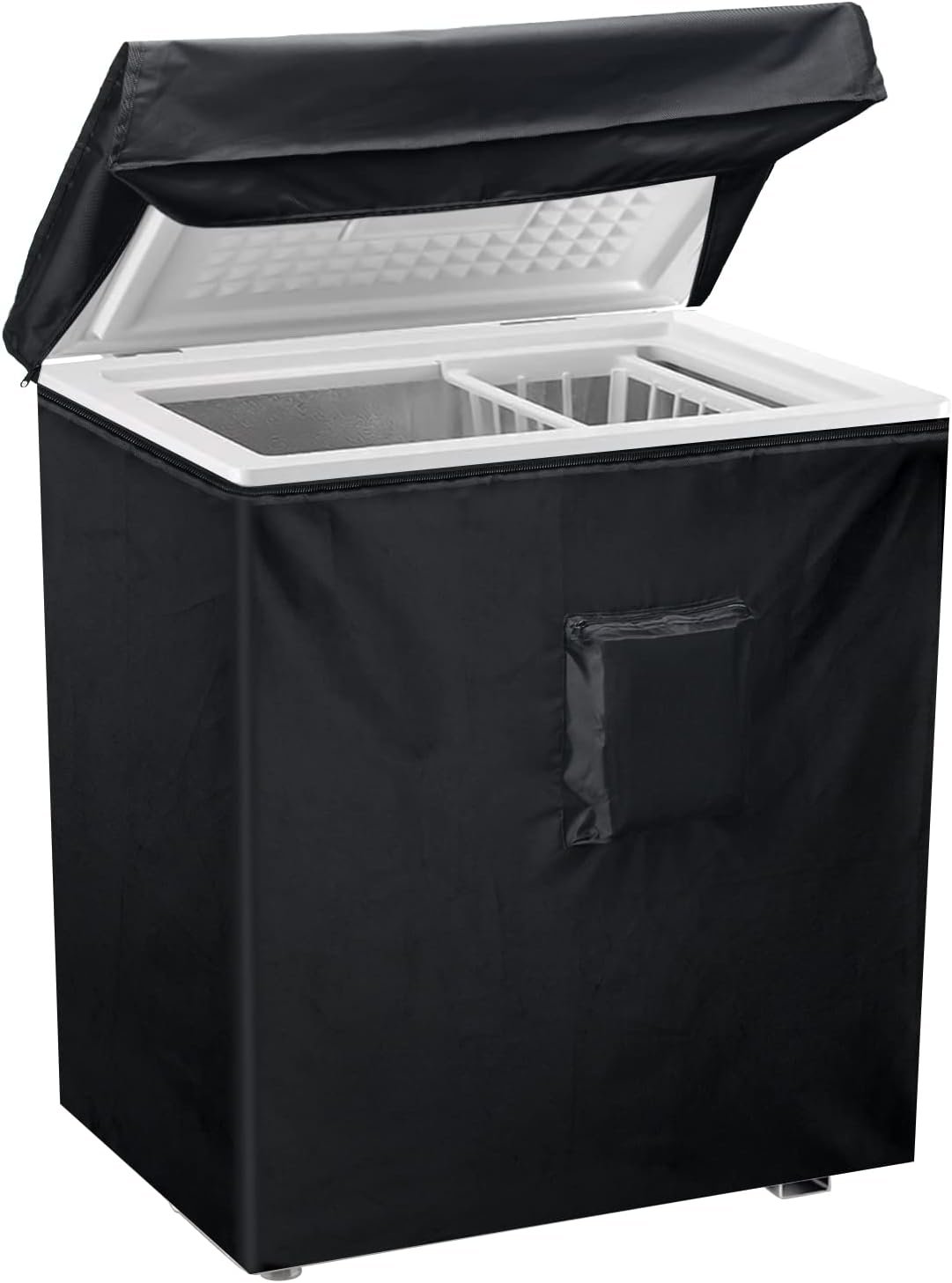 Black Chest Freezer Cover, Luxiv Waterproof Freezer Cover 25Lx23Wx34H Compact for 3.5 Cubic Feet Chest Freezer Full Cover Deep Freezer Cover with Top Cover for Open, Zipper Pocket, Strap Black Chest Freezer Cover, Luxiv Waterproof Freezer Cover 25Lx23Wx34H Compact for 3.5 Cubic Feet Chest Freezer Full Cover Deep Freezer Cover with Top Cover for Open, Zipper Pocket, Strap