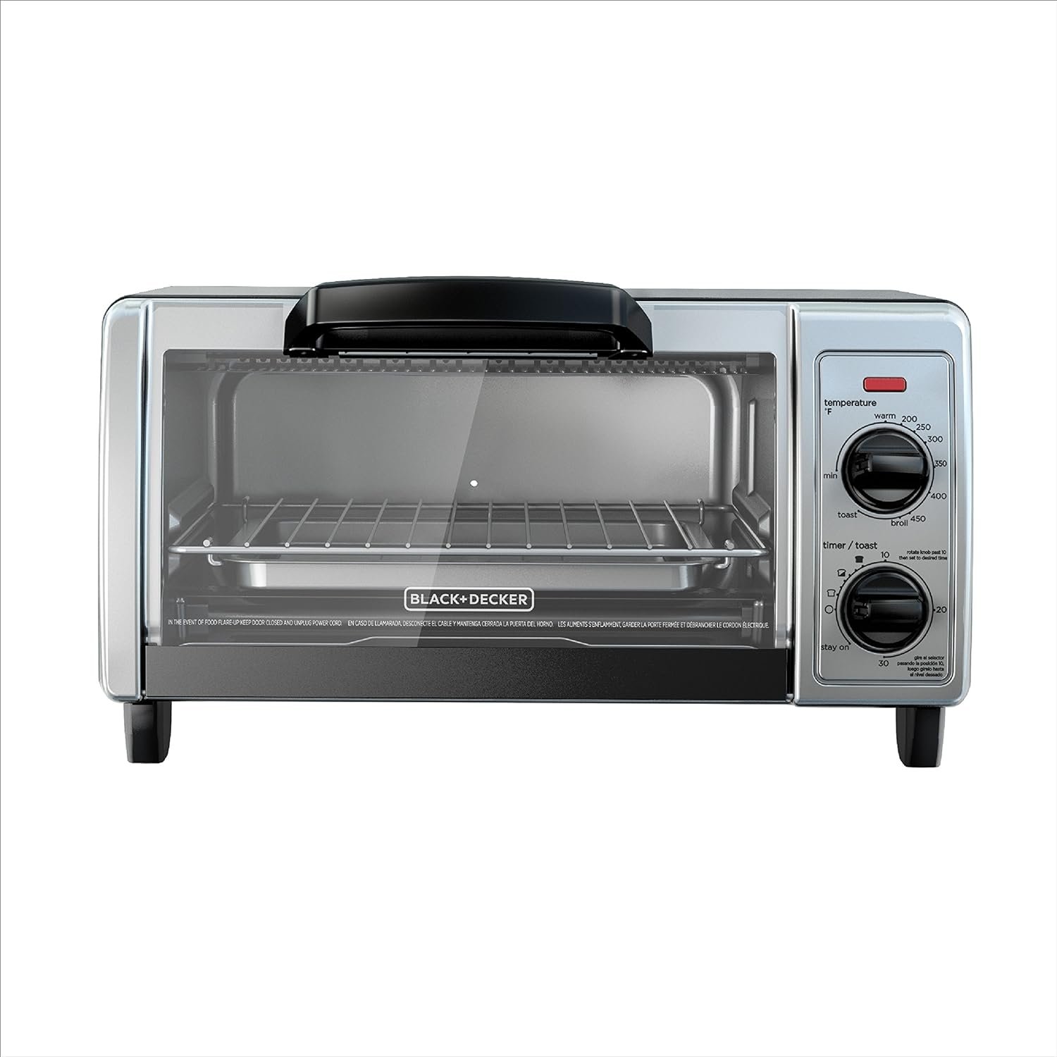 BLACK+DECKER 4-Slice Toaster Oven with Easy Controls, Stainless Steel, TO1705SB,Medium BLACK+DECKER 4-Slice Toaster Oven with Easy Controls, Stainless Steel, TO1705SB,Medium
