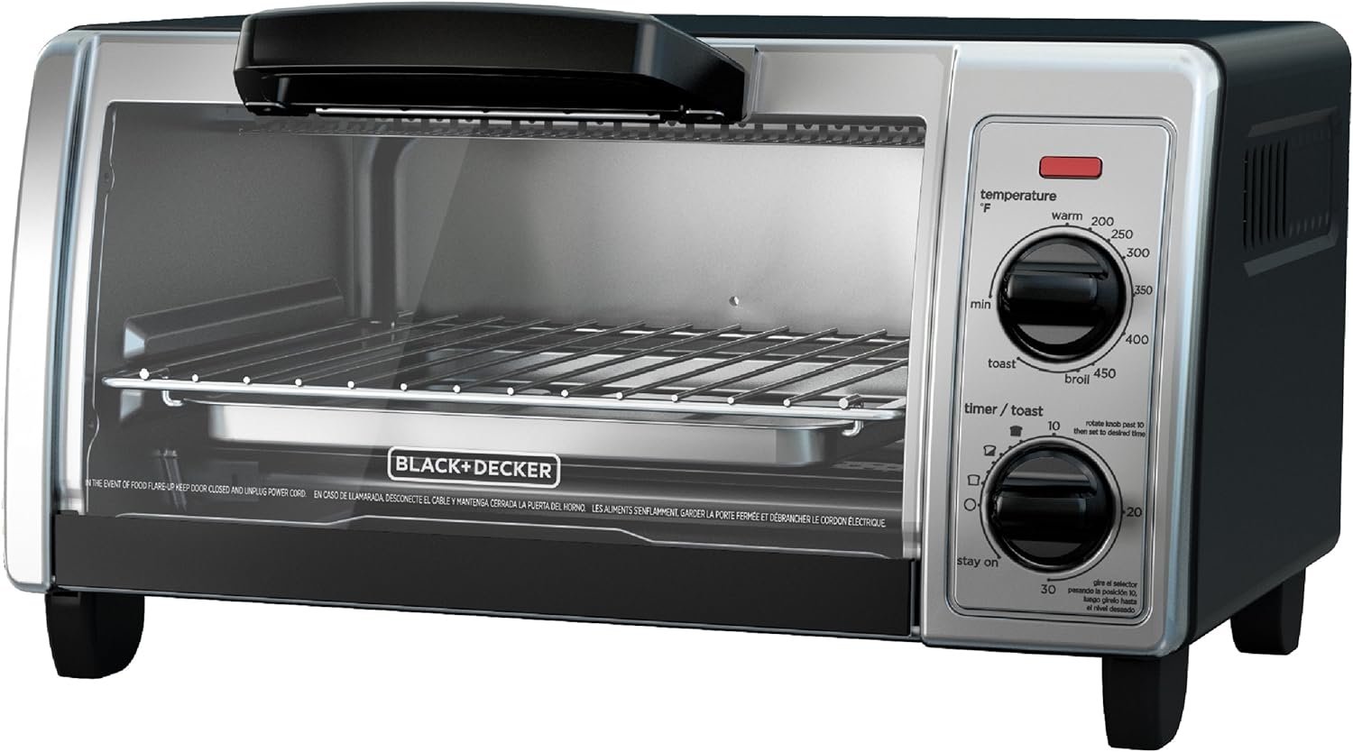 BLACK+DECKER 4-Slice Toaster Oven with Easy Controls, Stainless Steel, TO1705SB,Medium BLACK+DECKER 4-Slice Toaster Oven with Easy Controls, Stainless Steel, TO1705SB,Medium