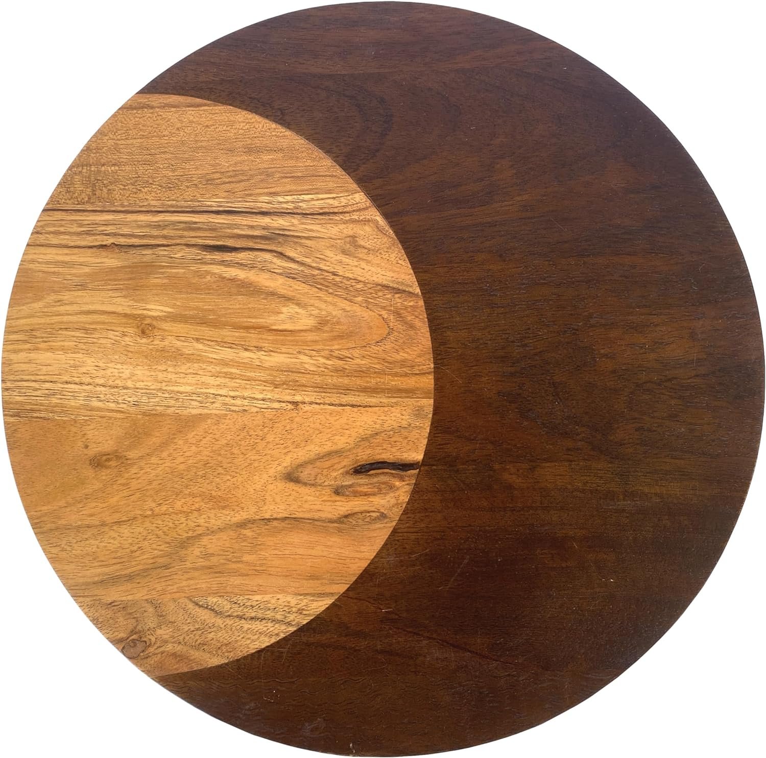 Bloomingville Round Two-Tone Wood Cheese and Cutting Board, Natural and Walnut Bloomingville Round Two-Tone Wood Cheese and Cutting Board, Natural and Walnut