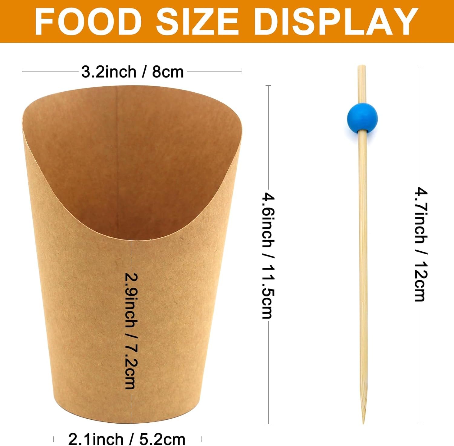BLUE TOP[30 PCS Cups+100 PCS Food Picks Value Set] Charcuterie Cups with food skewers Kit,12 OZ Paper Appetizer Cups With 4.7 INCH Bamboo Knot picks Set for Appetizers and Drinks with good look