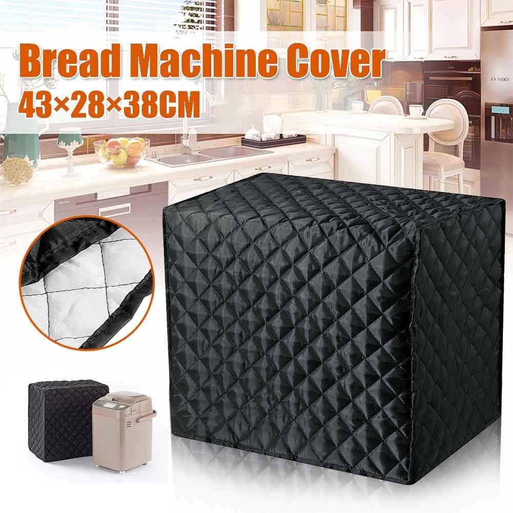 Bread Maker Cover, Cotton Quilted Diamond Stitching Bakeware Protector,Kitchen Toaster Appliance Dust Cover, Machine Washable(Black, 17x11x15)