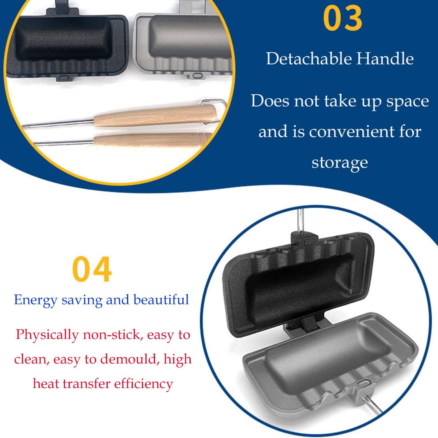 Breakfast Sandwich Maker - Hot Dog Toaster - Egg Panini Press Pan - Nonstick Sandwich Skillet with Removable Handle Breakfast Sandwich Maker - Hot Dog Toaster - Egg Panini Press Pan - Nonstick Sandwich Skillet with Removable Handle