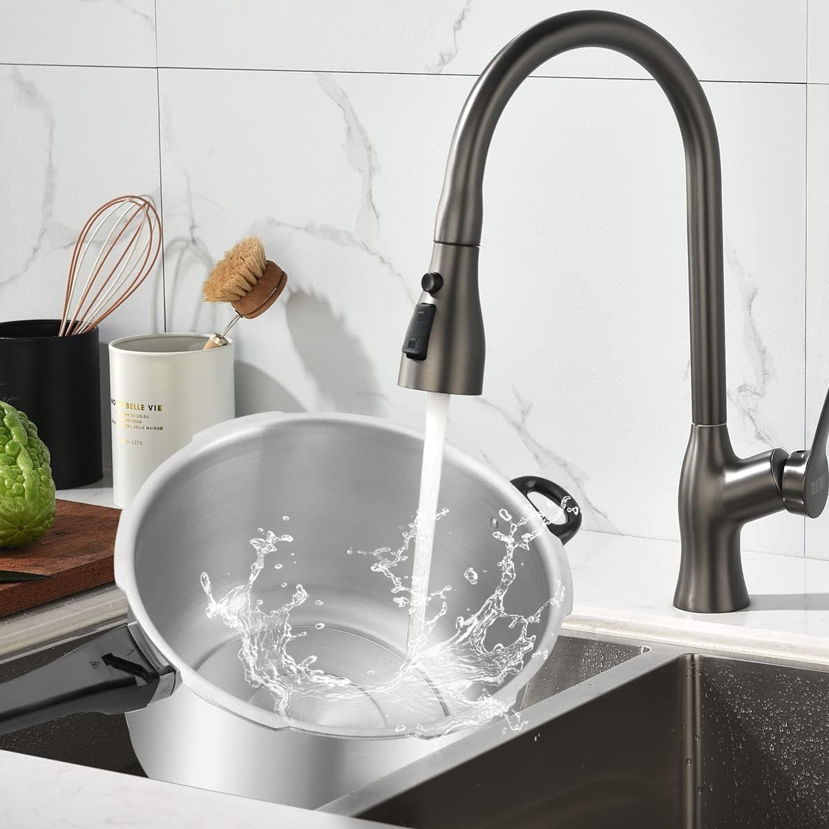 BreeRainz 19 Quart Pressure Cooker,Induction Compatible Aluminum Pressure Cooker Pot w/Pressure Gauge and Cooking Rack for Family or Commercial Use