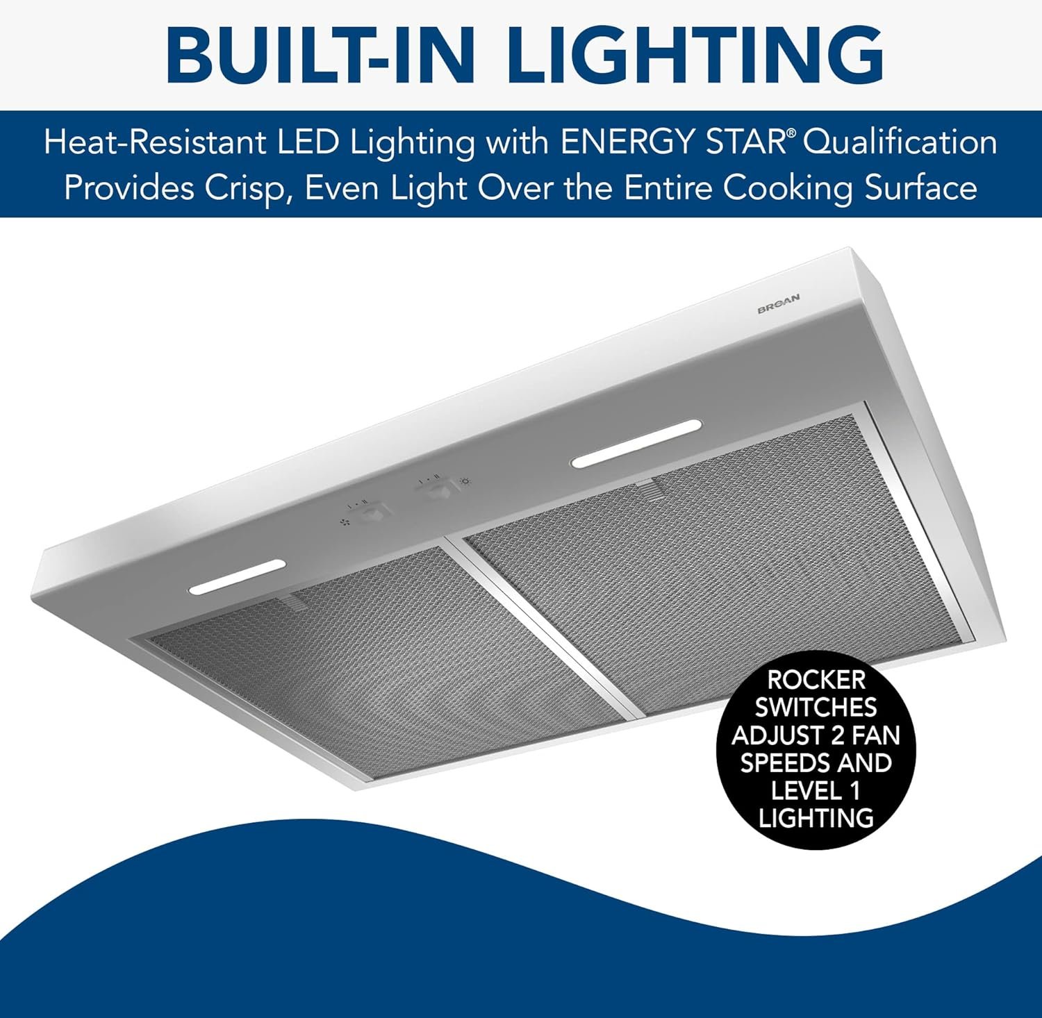 Broan-NuTone BCSEK136WW Energy Star Certified Glacier Series Under-Cabinet, 300 Max Blower CFM, 1.5 Sones Range Hood, 36, White Broan-NuTone BCSEK136WW Energy Star Certified Glacier Series Under-Cabinet, 300 Max Blower CFM, 1.5 Sones Range Hood, 36, White