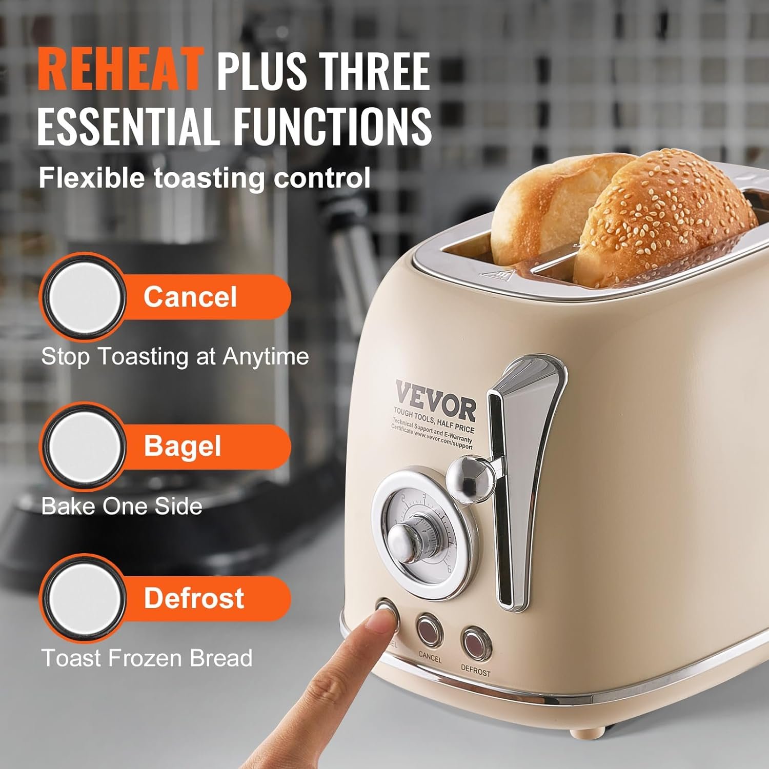Brushed Stainless Steel Toaster, 4 Slice, 1650W 1.5 Extra Wide Slots Toaster with Removable Crumb Tray 5 Browning Levels, Cancel Defrost and Bagel Functions for Toasting Bread Bagel Waffle