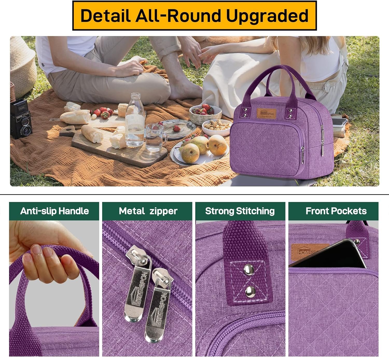 Buringer HOMESPON Lunch Bag for Woman Man Insulated Lunch Box Tote Bag for Work Picnic or Travel