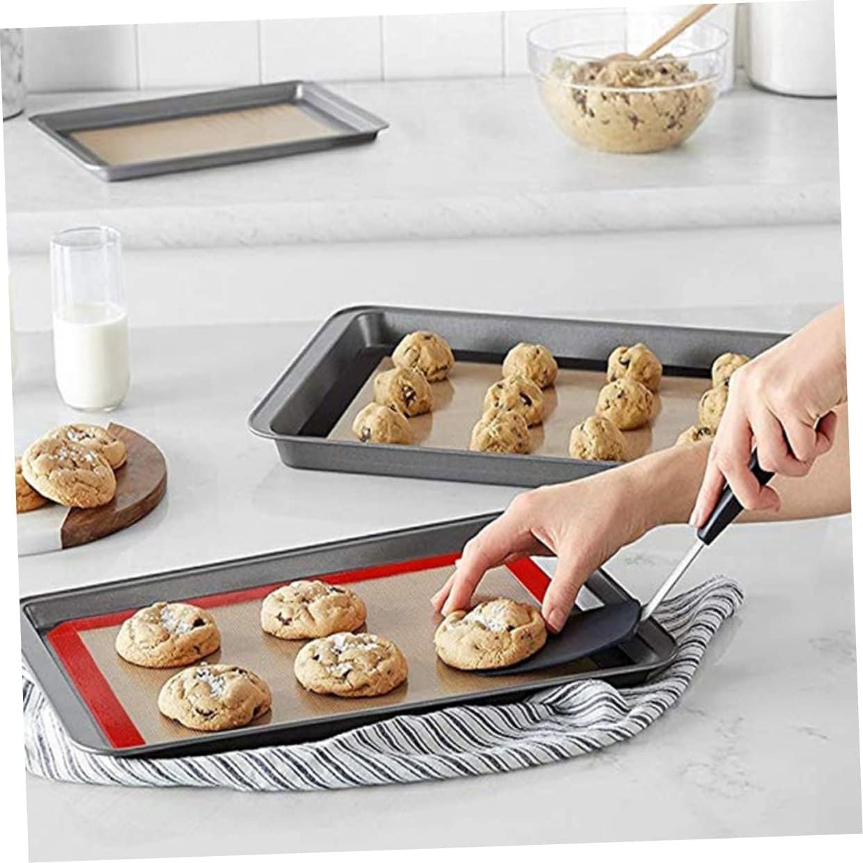 Cabilock 2 Pcs Non Stick Baking Pan Silicone Baking Pans Silicon Baking Pad Non Stick Grill Baking Tool Non-stick Baking Mats Grill Accessories Silicone Tray Silicone Loaf Pan Placemat Oven