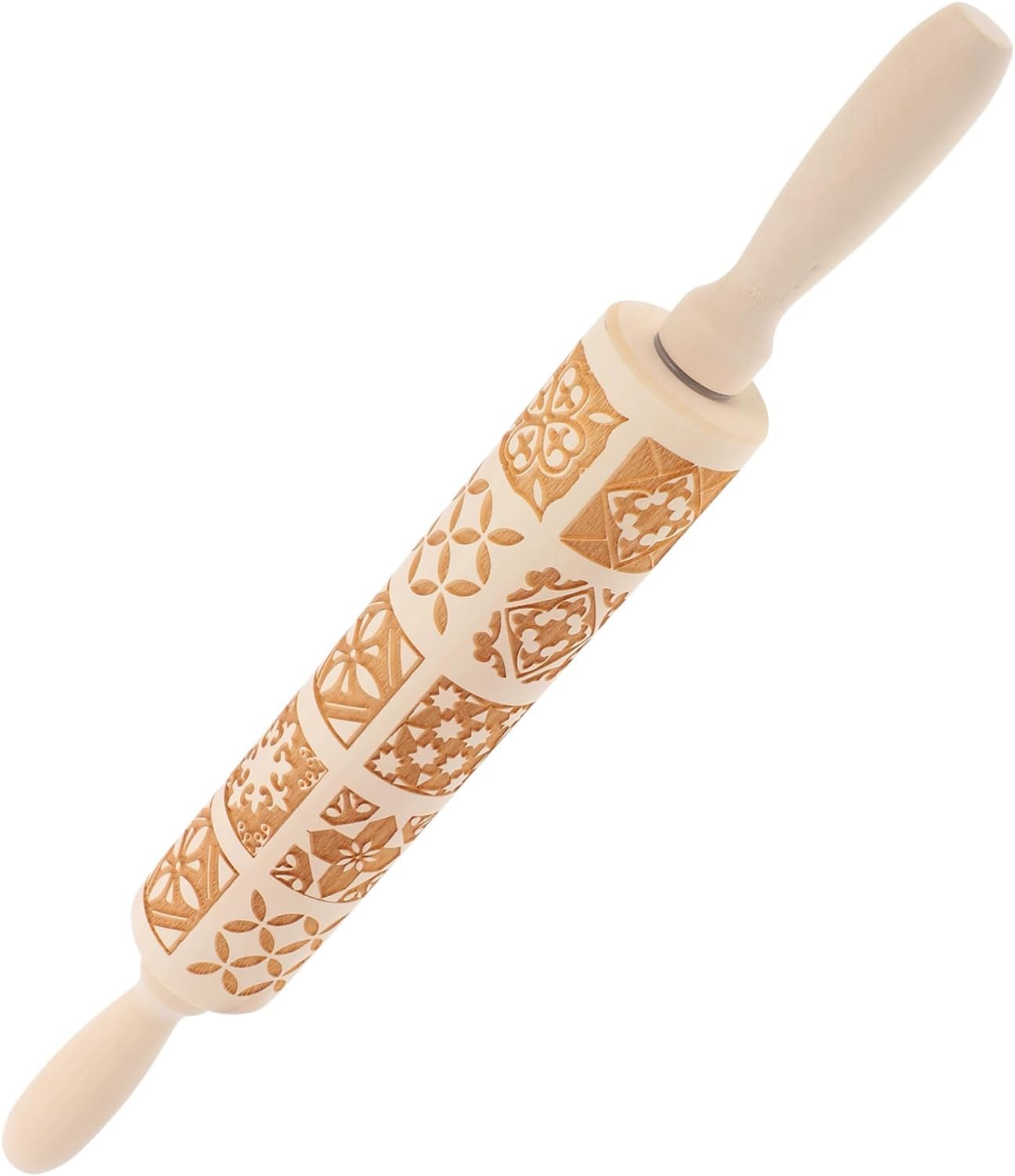 Cabilock Rolling Pin Convenient Rolling Stick Pastry Rolling Stick Traditional Printing Rolling Stick Traditional Printing Roller Dough Roller Cookie Roller Wood Biscuit Non Stick