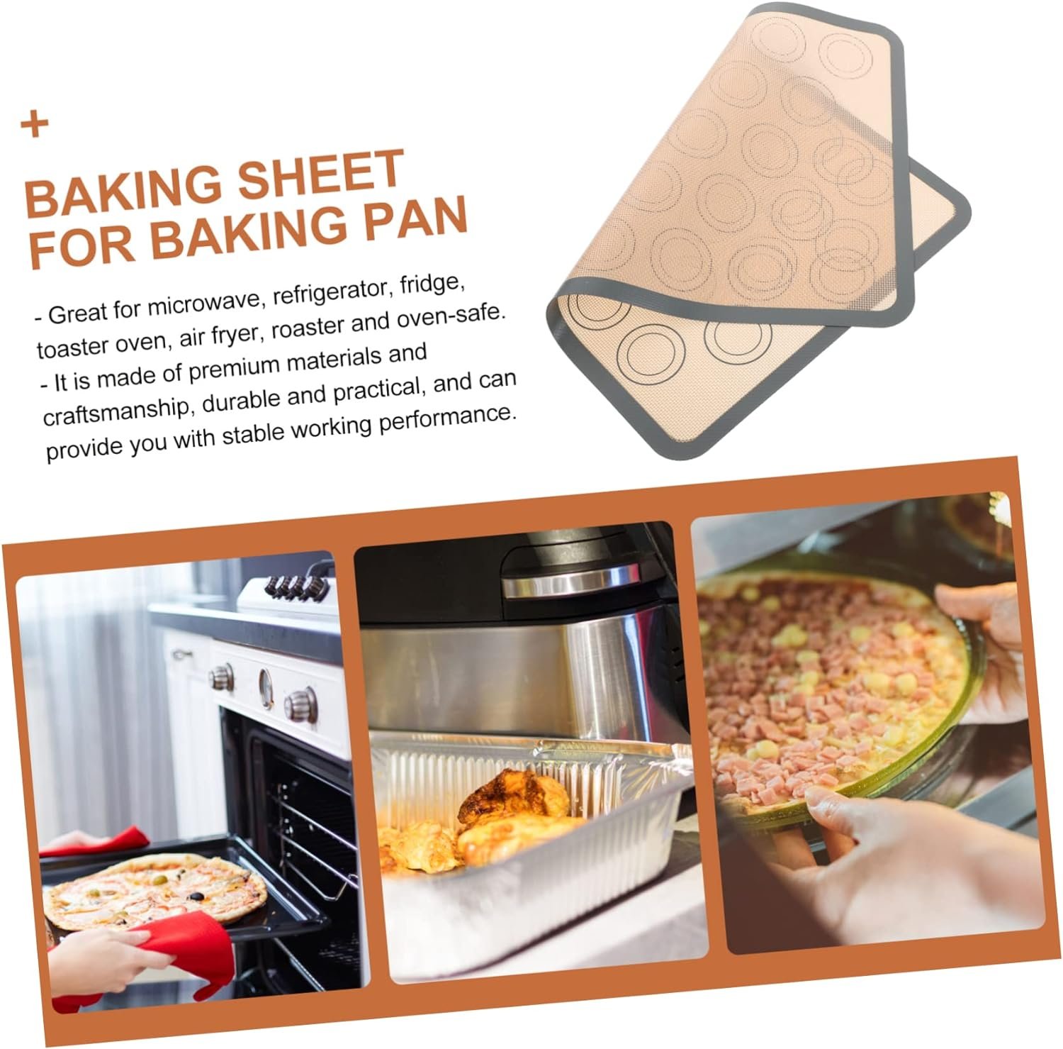 Cabilock Silicone Baking Mat Non-stick Baking Mats Food Safe Baking Mat Baking Tray Mat Reusable Baking Pad Baking Supplies Non Stick