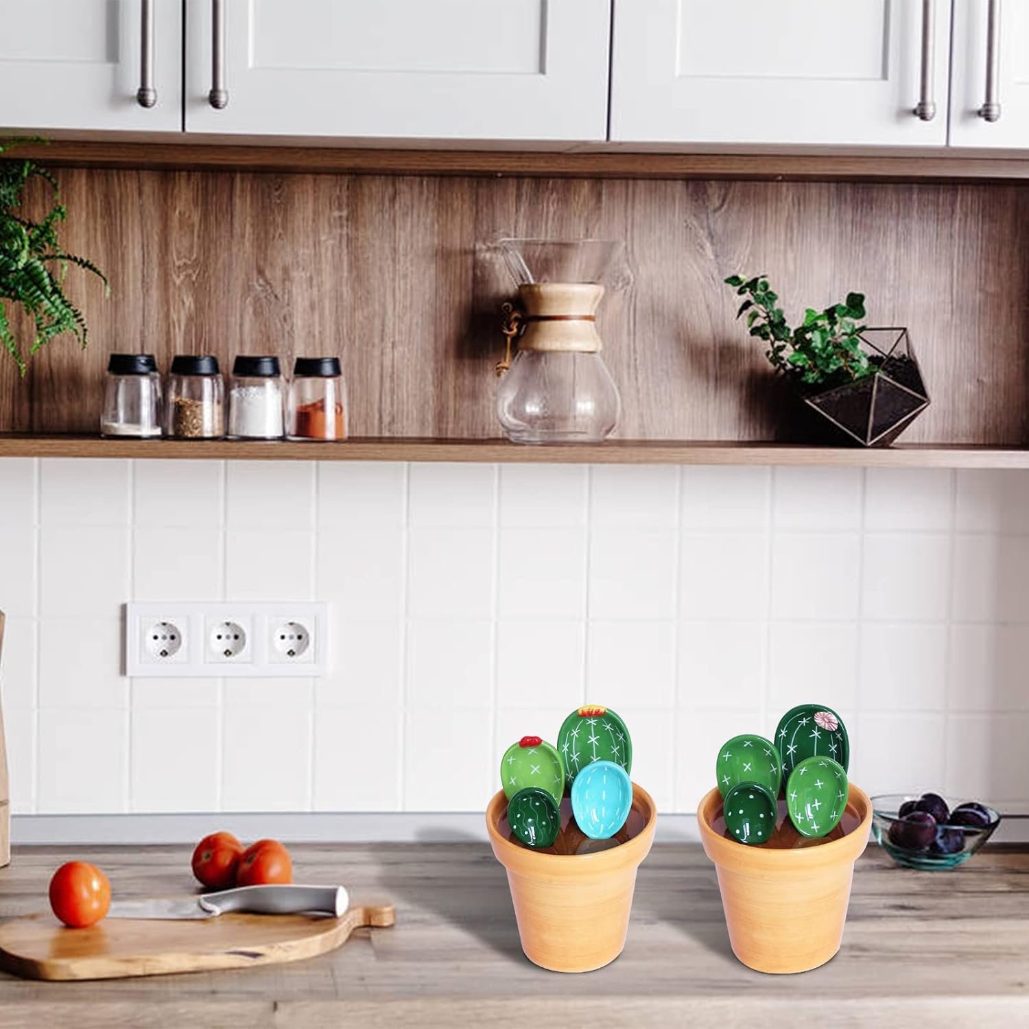 Cactus Measuring Spoons Set in Pot, Measuring Spoons Set-Cactus Shape, Ceramic Cute Small Measuring Spoons and Cups, for Baking, Salt, Sugar Housewarming Gifts Cactus Measuring Spoons Set in Pot, Measuring Spoons Set-Cactus Shape, Ceramic Cute Small Measuring Spoons and Cups, for Baking, Salt, Sugar Housewarming Gifts