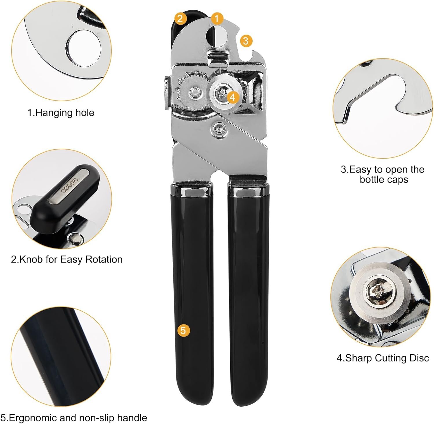 Can Opener, Manual Can Opener with Durable Stainless Steel Blade Anti-slip Hand Grip  Large Turning Knob, Heavy Duty Can Opener Smooth Edge Food Safety for Seniors with Arthritis Hands Friendly Can Opener, Manual Can Opener with Durable Stainless Steel Blade Anti-slip Hand Grip  Large Turning Knob, Heavy Duty Can Opener Smooth Edge Food Safety for Seniors with Arthritis Hands Friendly