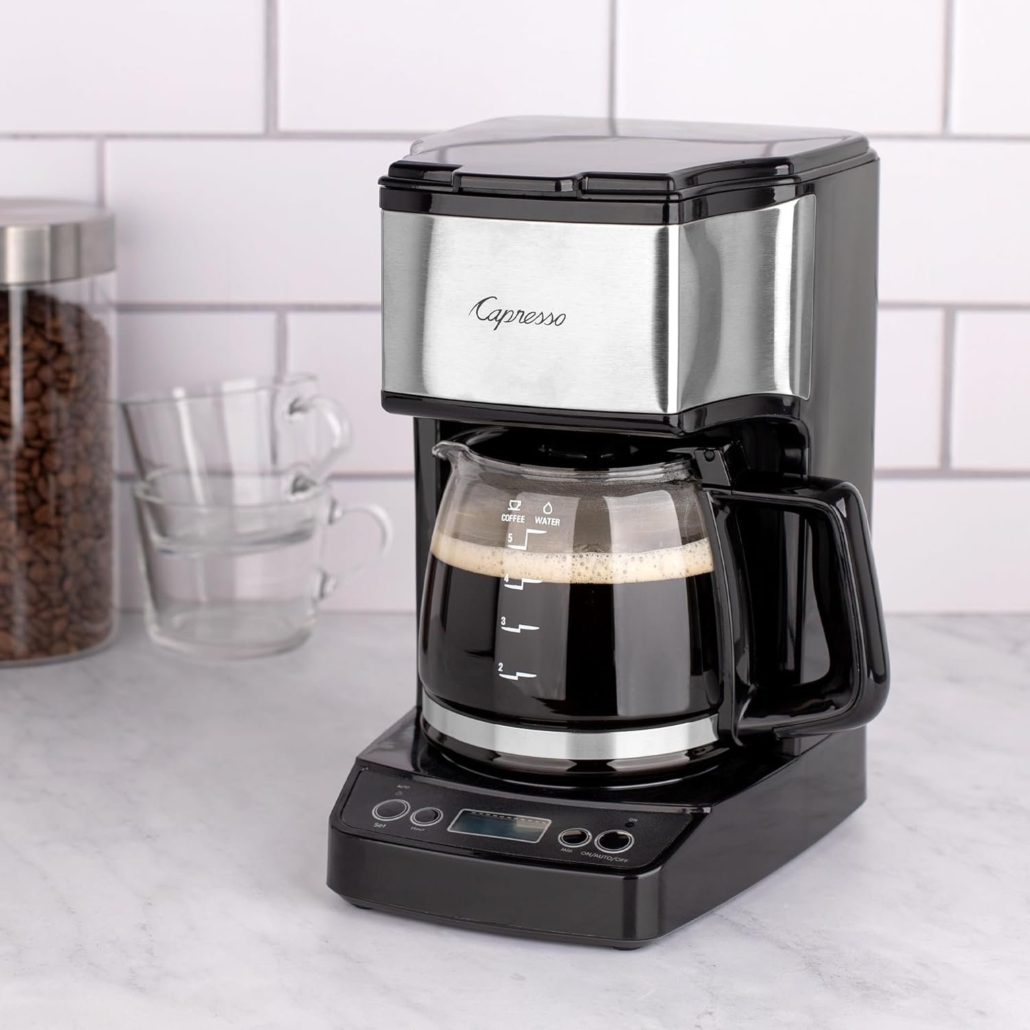 Capresso 5-Cup Mini Drip Coffee Maker, Black and Stainless Steel Capresso 5-Cup Mini Drip Coffee Maker, Black and Stainless Steel