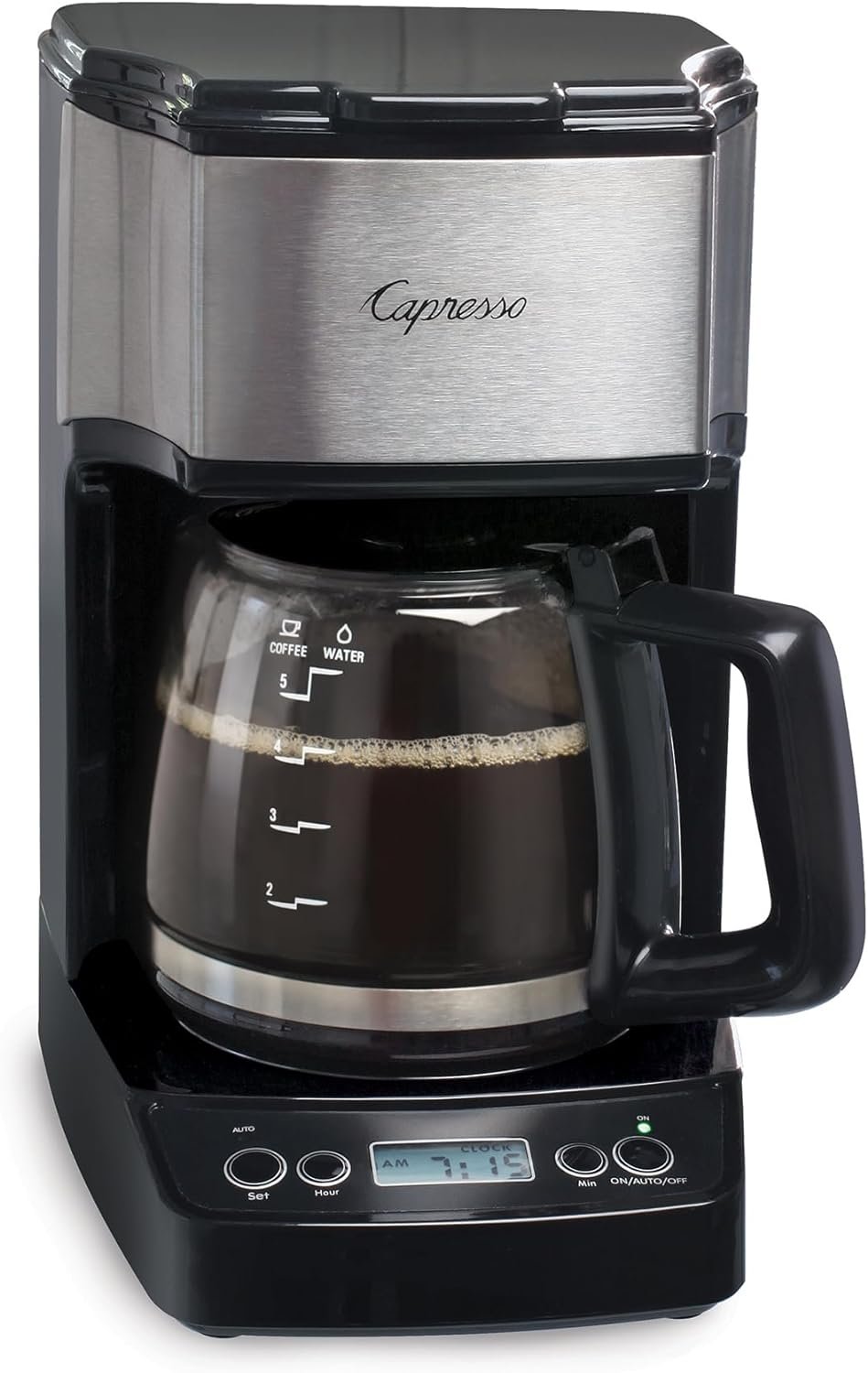 Capresso 5-Cup Mini Drip Coffee Maker, Black and Stainless Steel Capresso 5-Cup Mini Drip Coffee Maker, Black and Stainless Steel