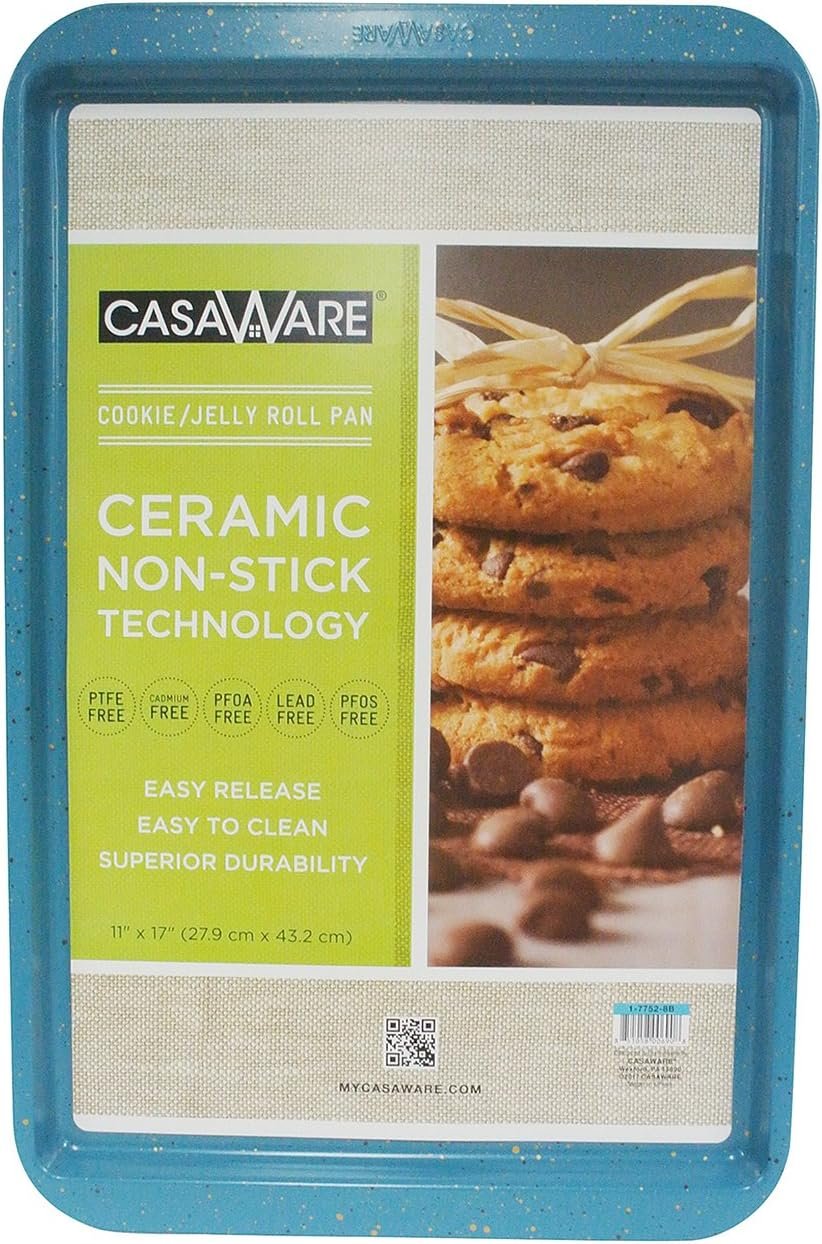 CasaWare Ceramic Coated NonStick Cookie/Jelly Roll Pan 11x17 (Red Granite)