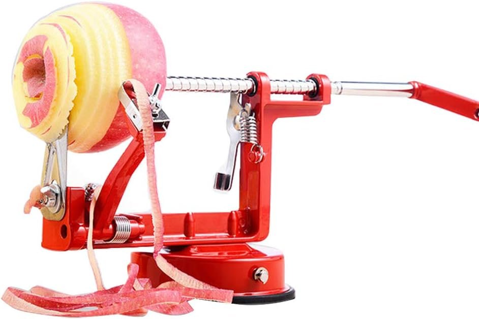 Cast Magnesium Apple/Potato Peeler Corer by Spiralizer, Durable Heavy Duty Die Cast Magnesium Alloy Peelers，Stainless Steel Blades, Red