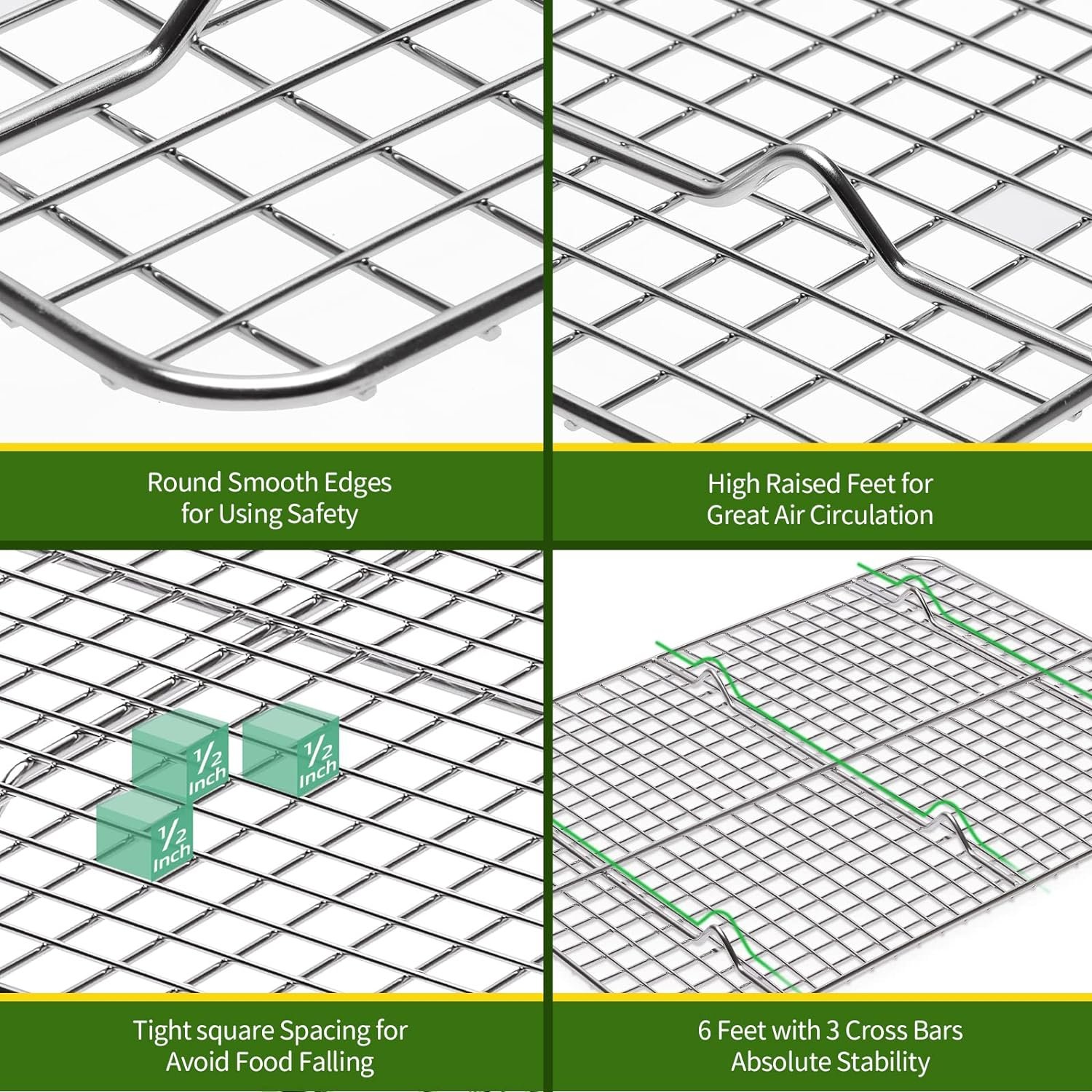 CEKEE Small Baking Sheet with Wire Rack Set [2 Baking Pans + 2 Cooling Racks], Stainless Steel Cookie Sheets for Baking, Warp Resistant  Heavy Duty  Rust Free, Size 9.3 × 6.9 x 1 Inches