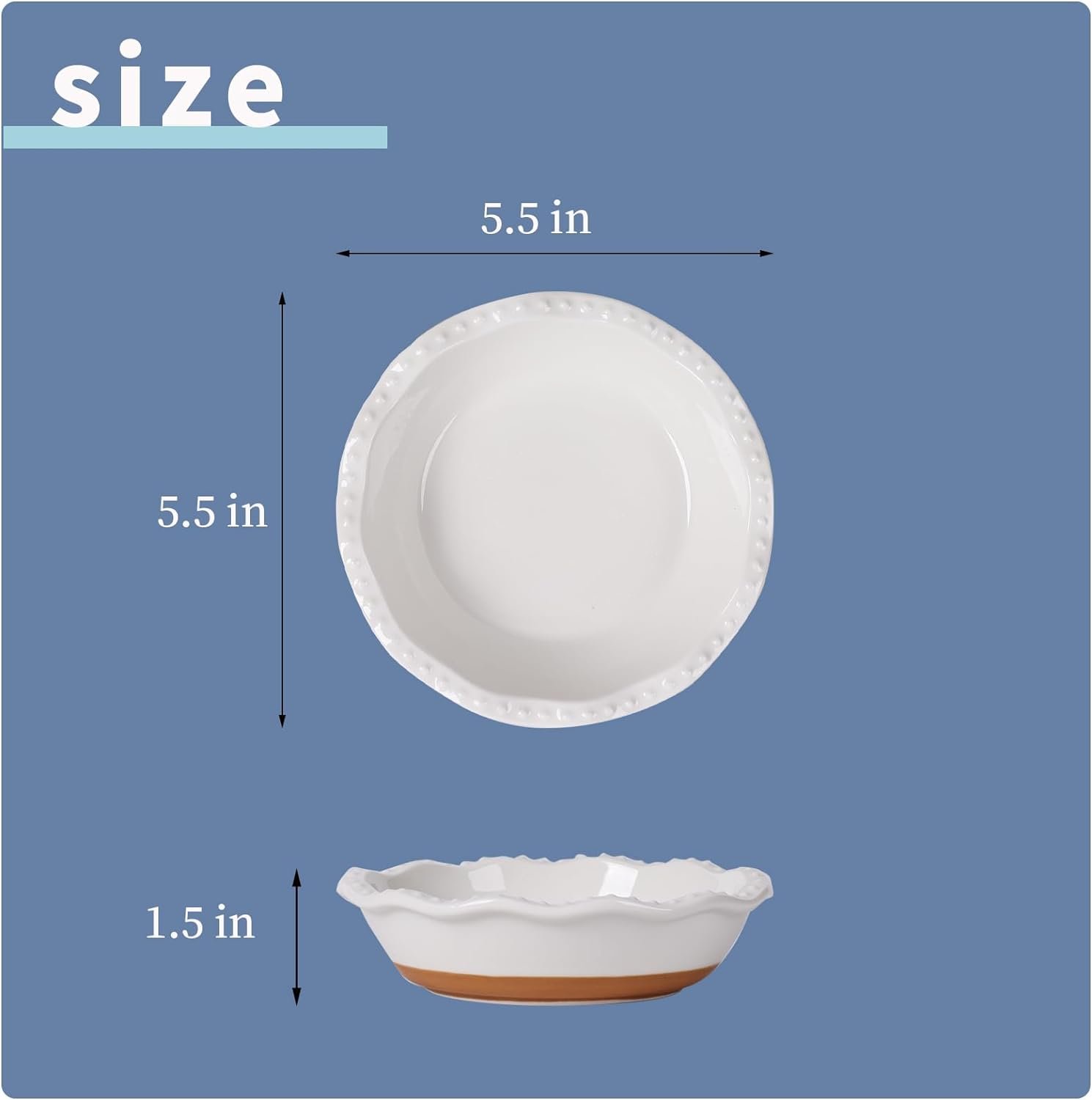 Ceramic Mini Pie Pan Set of 4, Pie Dish Pie Plate for Baking, Individual Stackable Pie Tins, Multifunctional Pot Pie Pans for Quiches, Tarts, Pot Pies,Sauces and More,5.5-Inch 8OZ Ceramic Mini Pie Pan Set of 4, Pie Dish Pie Plate for Baking, Individual Stackable Pie Tins, Multifunctional Pot Pie Pans for Quiches, Tarts, Pot Pies,Sauces and More,5.5-Inch 8OZ