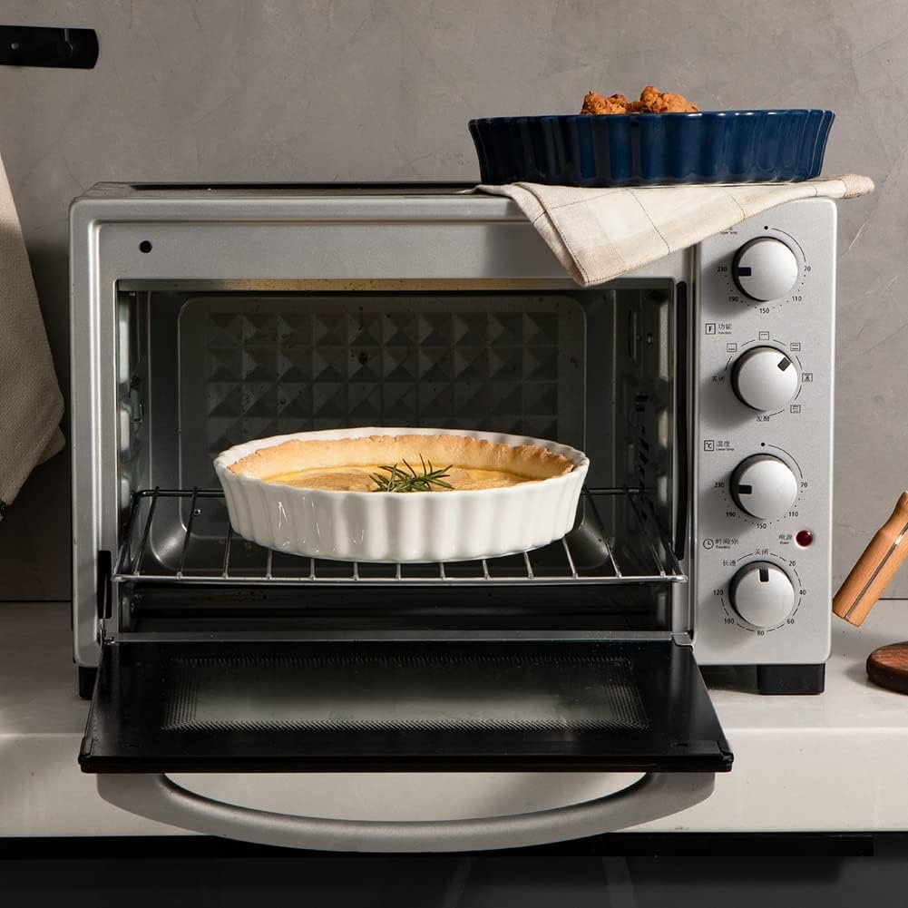 Ceramic Pie Pan for Baking, 9.5 Inches Round Wavelet Fringe Pie Dish, Non-Stick Pie Plate for Pumpkin Pie, Apple Pie, Pie Pots (White) Ceramic Pie Pan for Baking, 9.5 Inches Round Wavelet Fringe Pie Dish, Non-Stick Pie Plate for Pumpkin Pie, Apple Pie, Pie Pots (White)