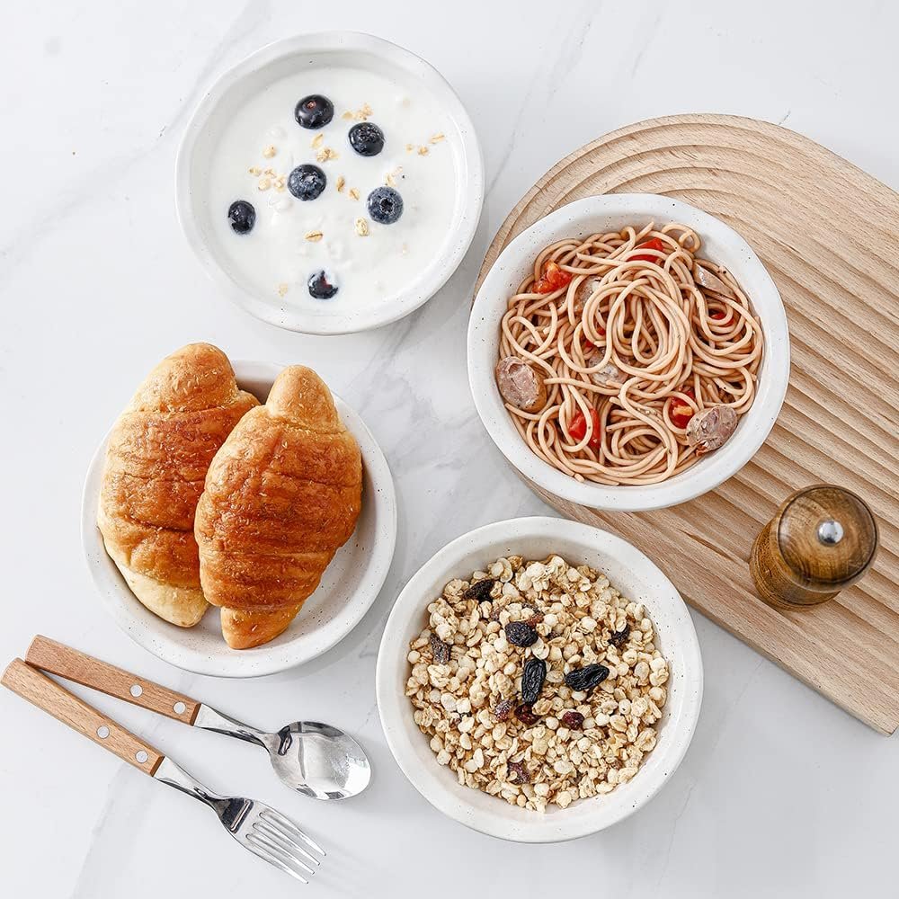 Ceramic Pot Pie Pans Set of 6, 6 Inch Pie Pan, Mini Pie Tins for Dessert Kitchen, Non-Stick Pot Pie Dishes with Ruffled Edge, Pot Pie Baking Dishes, Farmhouse Style (White)