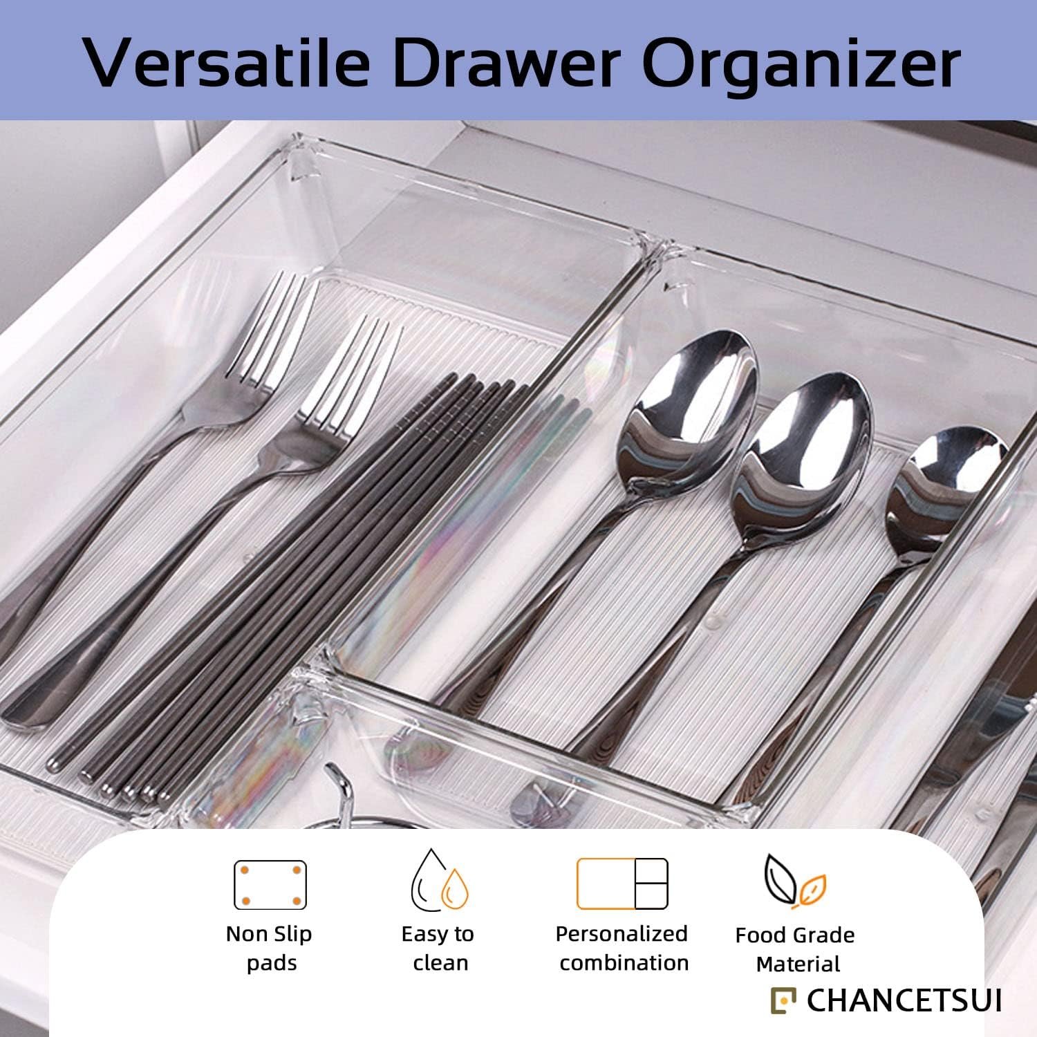CHANCETSUI 3 pcs Clear Desk Drawer Organizer Set Bathroom Drawer Tray Dividers Versatile Storage Bins Plastic Vanity Trays Organizers Divider Container for Dresser Makeup Kitchen Office CHANCETSUI 3 pcs Clear Desk Drawer Organizer Set Bathroom Drawer Tray Dividers Versatile Storage Bins Plastic Vanity Trays Organizers Divider Container for Dresser Makeup Kitchen Office