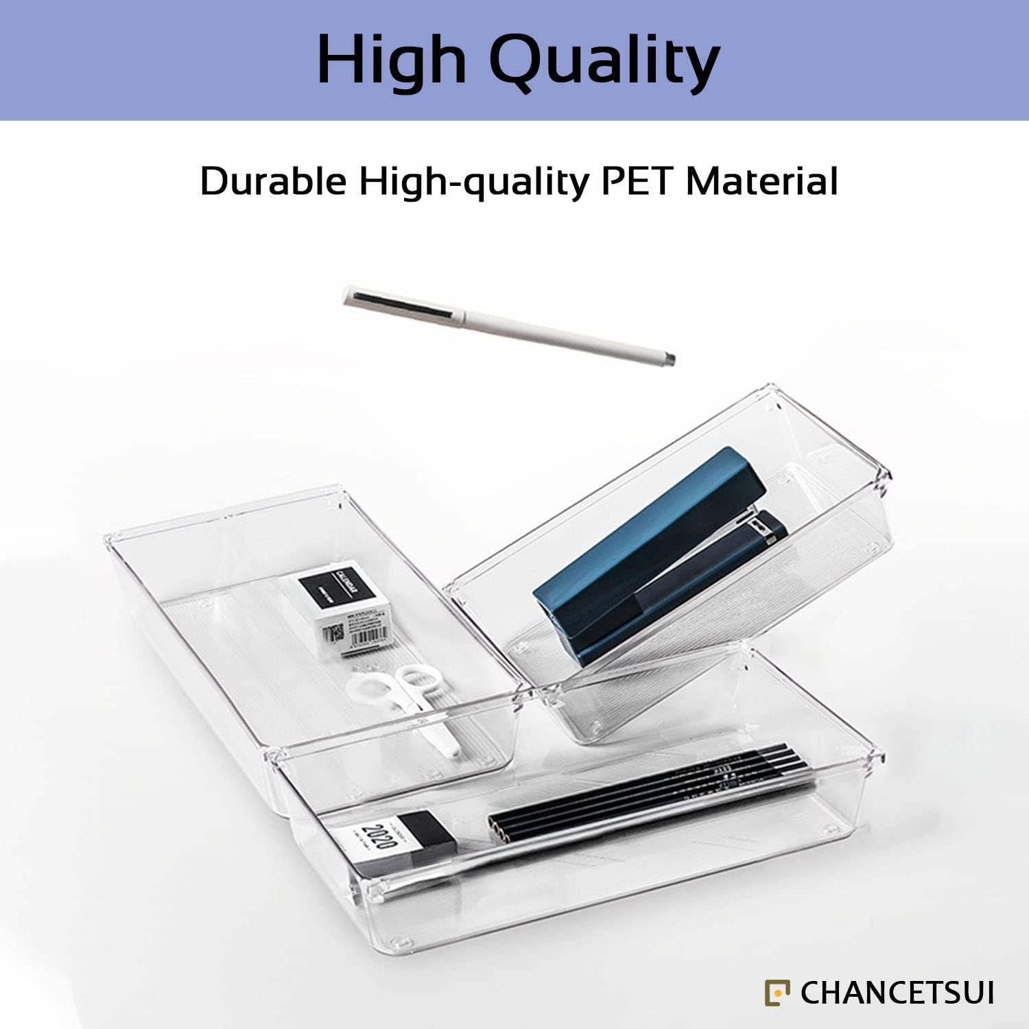 CHANCETSUI 3 pcs Clear Desk Drawer Organizer Set Bathroom Drawer Tray Dividers Versatile Storage Bins Plastic Vanity Trays Organizers Divider Container for Dresser Makeup Kitchen Office CHANCETSUI 3 pcs Clear Desk Drawer Organizer Set Bathroom Drawer Tray Dividers Versatile Storage Bins Plastic Vanity Trays Organizers Divider Container for Dresser Makeup Kitchen Office