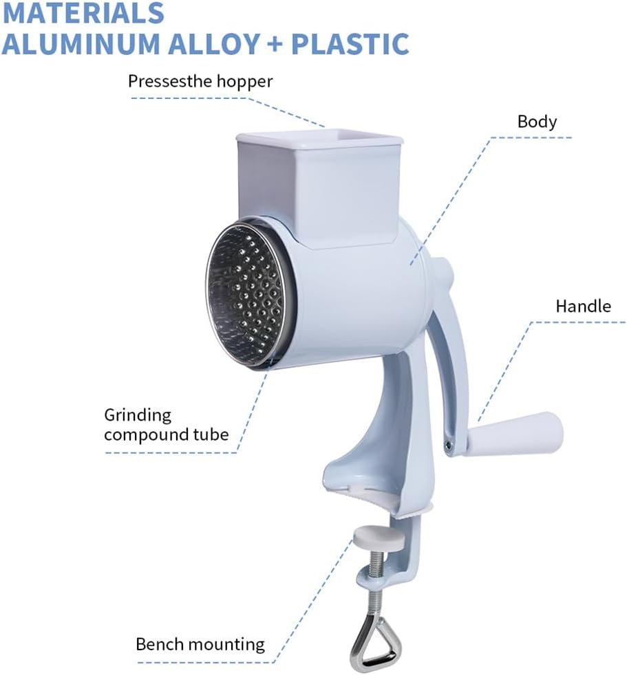 Cheese Grater, Cheese Grater Hand Crank, Rotary Cheese Grater, Parmesan Cheese Grater,Handheld Rotary Cheese Grater, Box Grater, For Cheese, Nuts, Vegetables, Chocolate