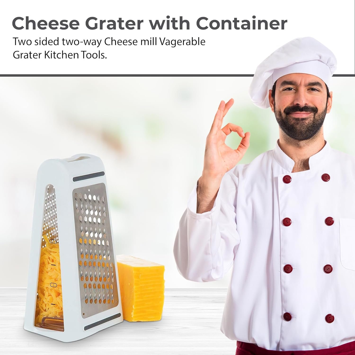 Cheese Grater, Stainless Steel 2-Sided Graters for Kitchen Box Grater for Cheese,Vegetables and Ginger Cheese Grater with Container and Vegetable Peeler- Potato Grater for Kitchen Cheese Grater, Stainless Steel 2-Sided Graters for Kitchen Box Grater for Cheese,Vegetables and Ginger Cheese Grater with Container and Vegetable Peeler- Potato Grater for Kitchen