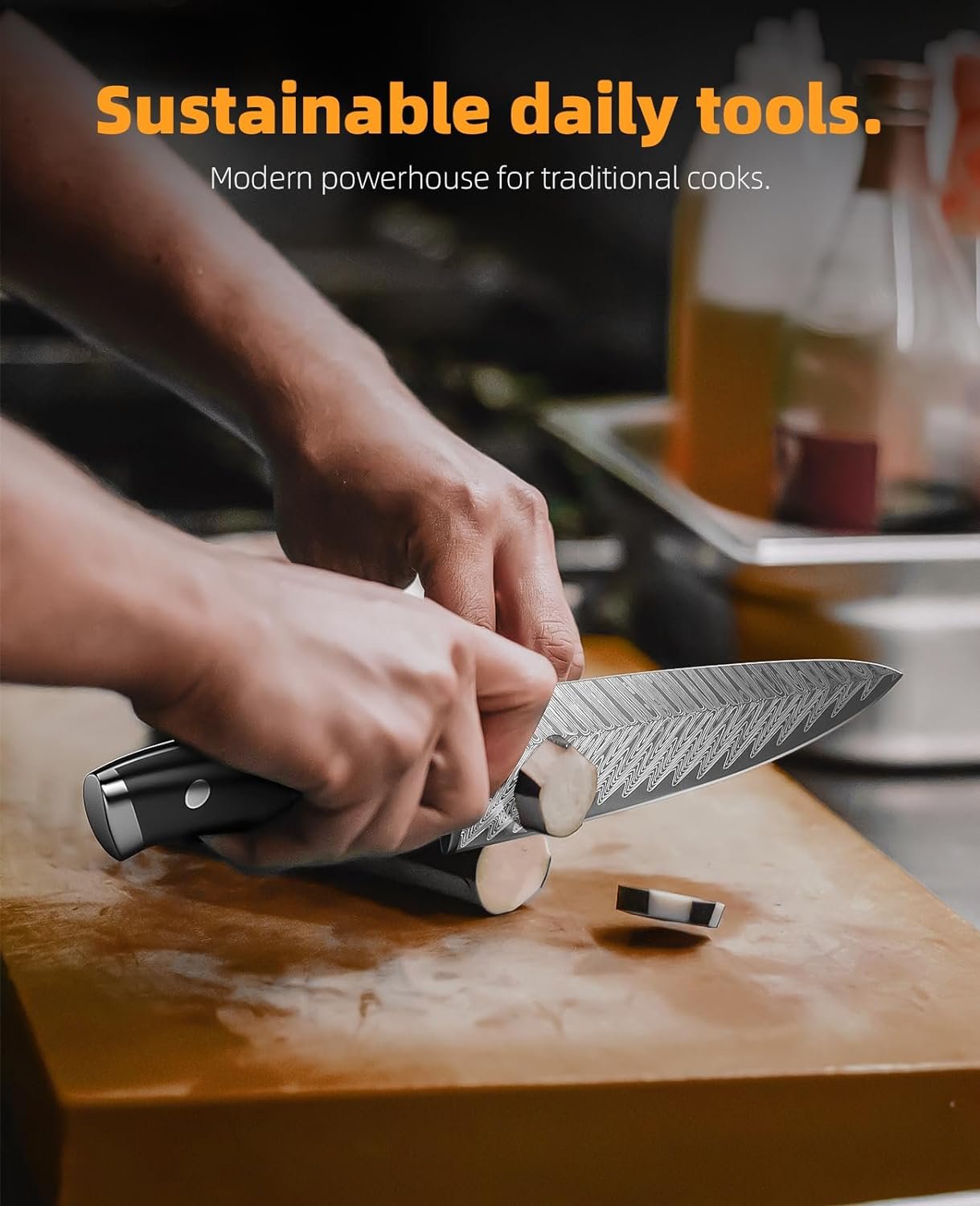 Chef Knife, 8-Inch Kitchen Knife, German High Carbon Stainless Steel Ultra Sharp Knife, Chefs Knives with Ergonomic Handle (Plumetal)