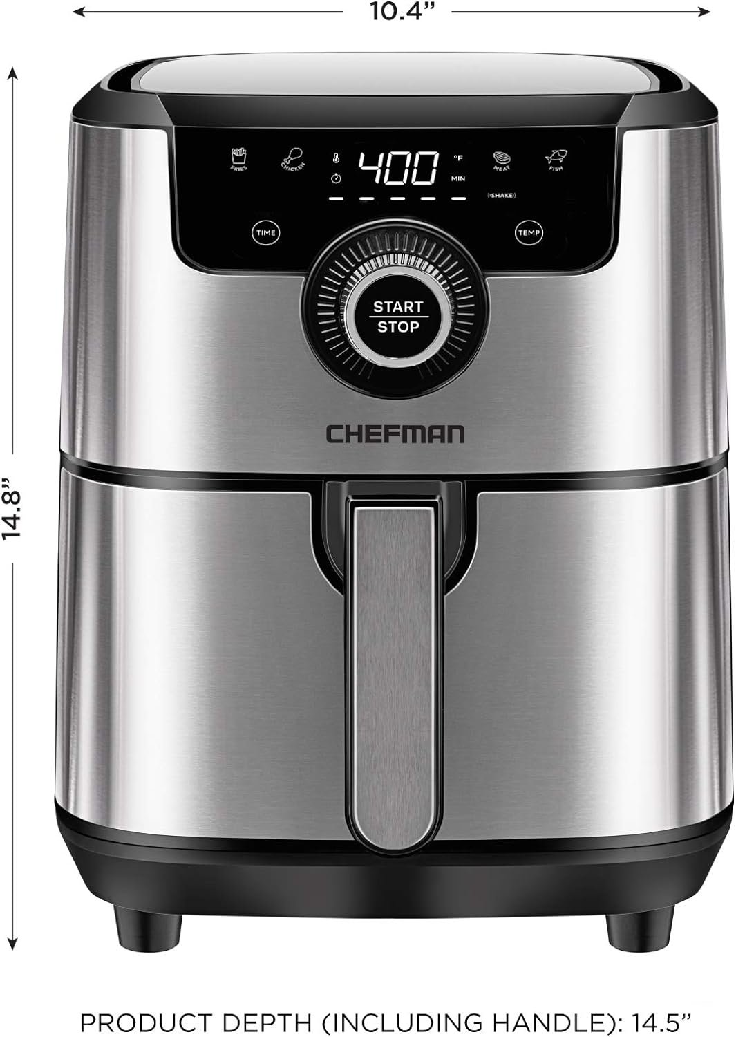 CHEFMAN Air Fryer Healthy Cooking, 4.5 Qt,User Friendly and Dual Control Temperature, Nonstick Stainless Steel, Dishwasher Safe Basket, w/ 60 Minute Timer  Auto Shutoff CHEFMAN Air Fryer Healthy Cooking, 4.5 Qt,User Friendly and Dual Control Temperature, Nonstick Stainless Steel, Dishwasher Safe Basket, w/ 60 Minute Timer  Auto Shutoff