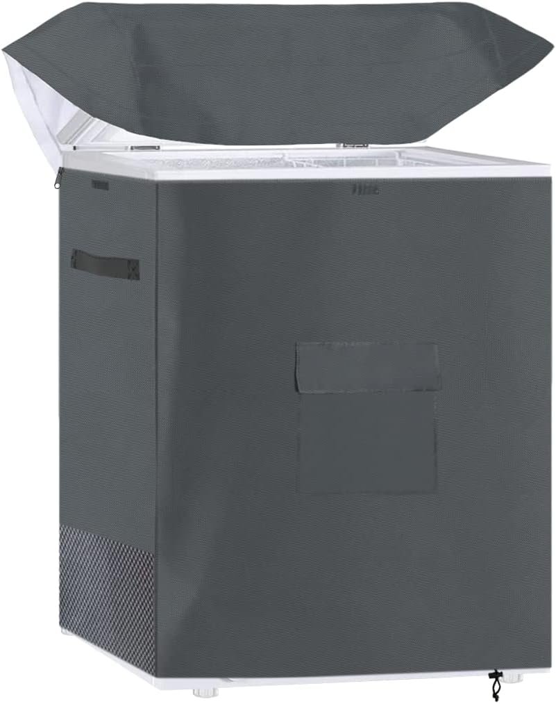 Chest Freezer Cover Waterproof,Deep Freezer Covers for Outside,Outdoor Chest Freezer Covers for Outside 7.0 Cubic Feet Freezer,Top with Zipper to Open(33L x 22.5W x 33.5H,Grey).