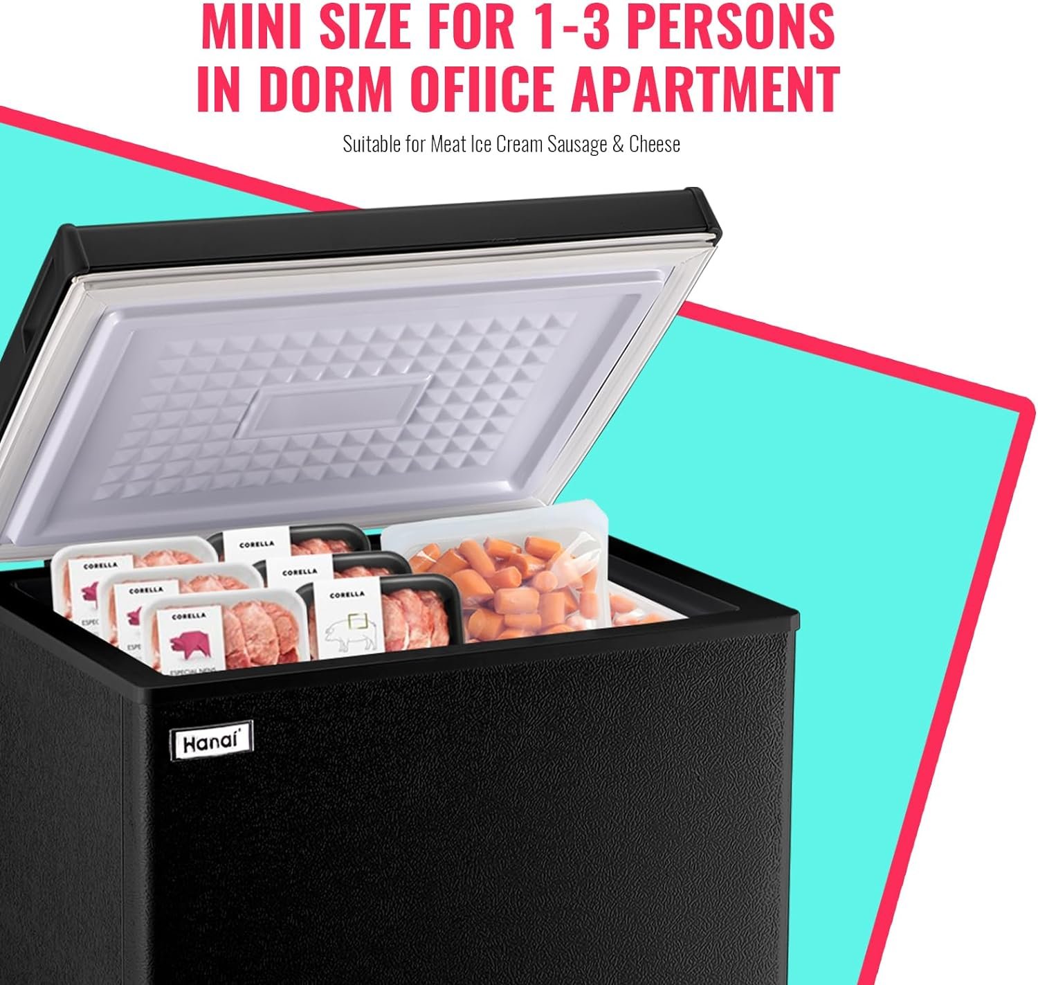 Chest Freezer WANAI Deep Freezer WANAI Black Small Chest Freezers with Storage Basket Top Open Door Mini Compact Freezer 7 Temperature Control for Home Garage Apartment Kitchen Office Chest Freezer WANAI Deep Freezer WANAI Black Small Chest Freezers with Storage Basket Top Open Door Mini Compact Freezer 7 Temperature Control for Home Garage Apartment Kitchen Office