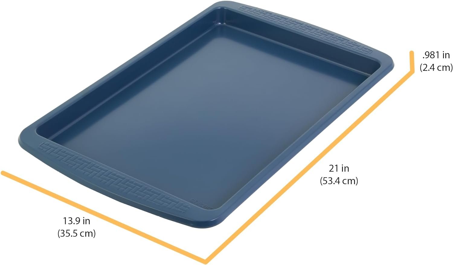 Chicago Metallic Everyday Non-stick Large Baking Sheet, Perfect for making cookies, one-pan meals, roasted vegetables, and more! 21.06 x 13.98 x 0.98 Inch, Blue