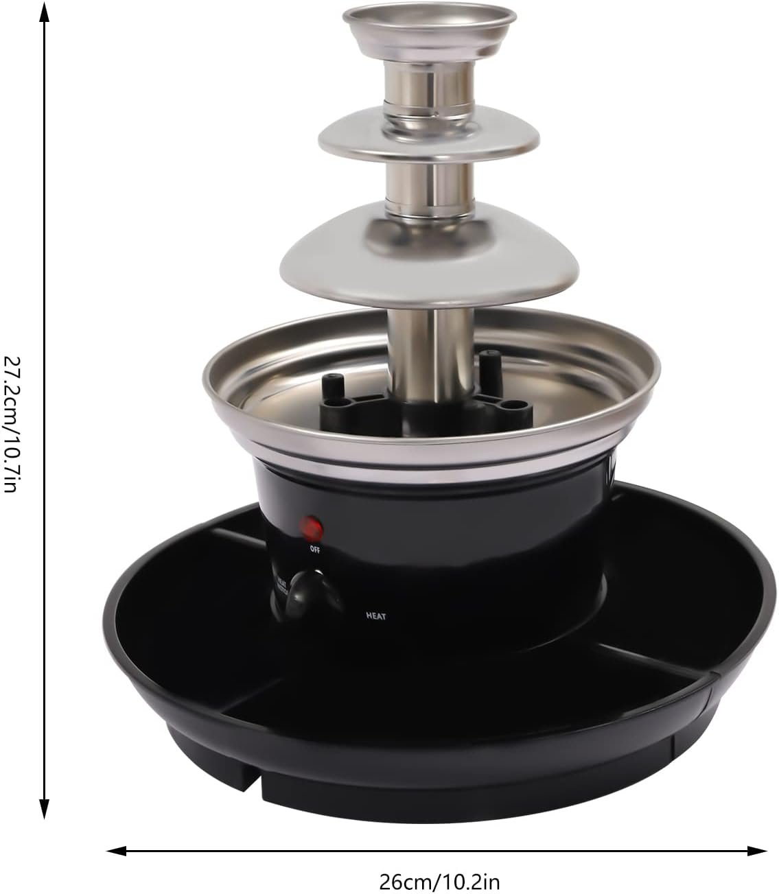 Chocolate Fondue, Electric Chocolate Fountain with Fruit Plate Hot Chocolate Warmer Butter Cheese Melting Tower for Birthday Party Wedding Celebration (3-Tier, Black)