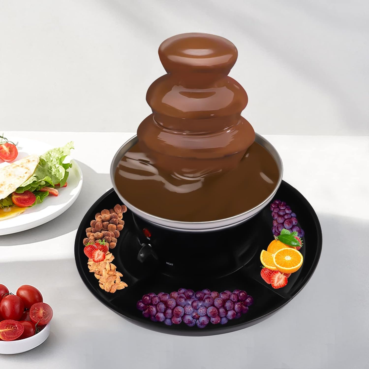 Chocolate Fondue Fountain, 3-Tier Chocolate Fountain Electric Chocolate Melting Machine with 6PCS Forks and Fruit Plate for Birthday Party Wedding Celebration Chocolate Fondue Fountain, 3-Tier Chocolate Fountain Electric Chocolate Melting Machine with 6PCS Forks and Fruit Plate for Birthday Party Wedding Celebration