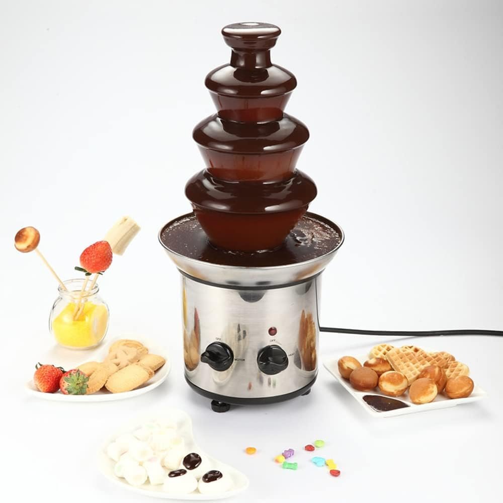 Chocolate Fountain, 4 Tiers Electric Melting Machine, Fondue Pot Set, for Chocolate Candy, Ranch, Nacho Cheese Chocolate Fountain, 4 Tiers Electric Melting Machine, Fondue Pot Set, for Chocolate Candy, Ranch, Nacho Cheese