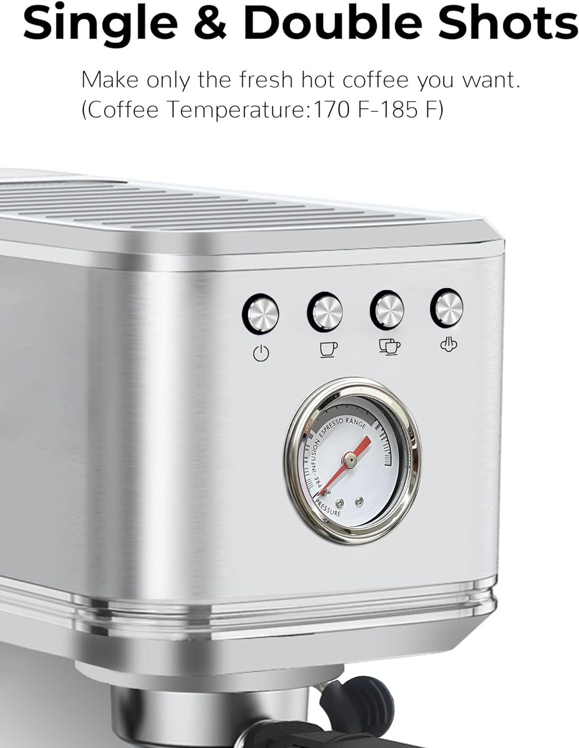 CHULUX Espresso Machine 20 Bar with Milk Frother, Stainless Steel Automatic Espresso Coffee Machine for Home Latte  Cappuccino Maker, 40oz Removable Water Tank, 1350W