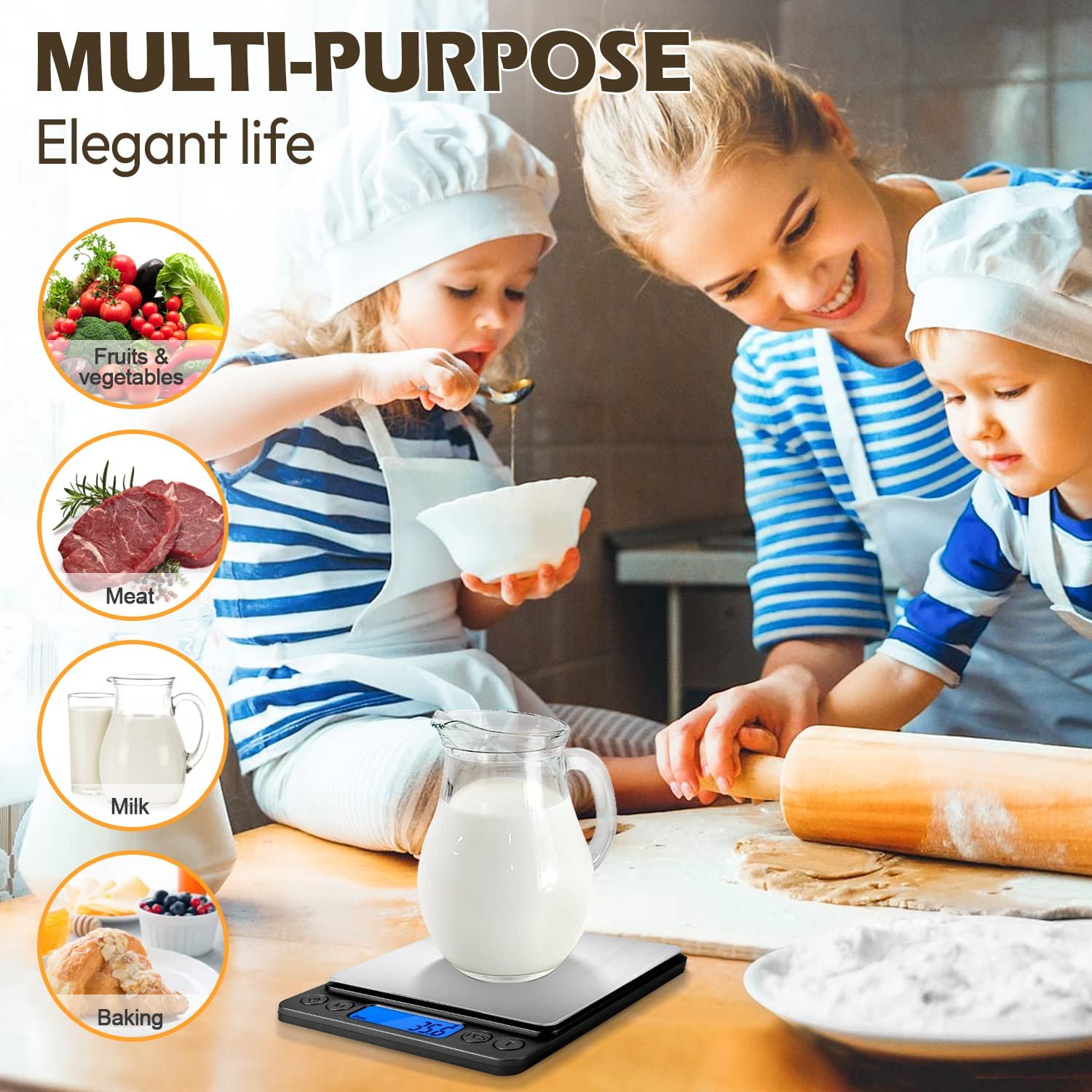CHWARES Food Scale, Kitchen Scale with Trays 3000g/0.1g, Small Scale with Tare Function Digital Scale Grams and Ounces for Weight Loss, Dieting, Baking, Cooking, Meal Prep, Coffee, Green