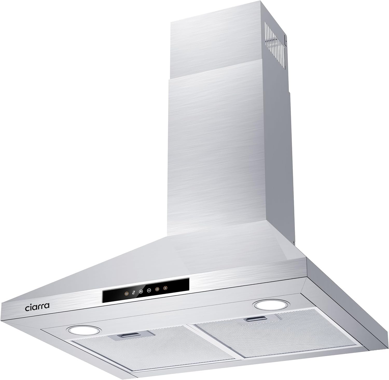 CIARRA Range Hood 30 inch Wall Mount Chimney Hood Range 450 CFM Ducted and Ductless Kitchen Hood Vent in Stainless Steel, CAS75302