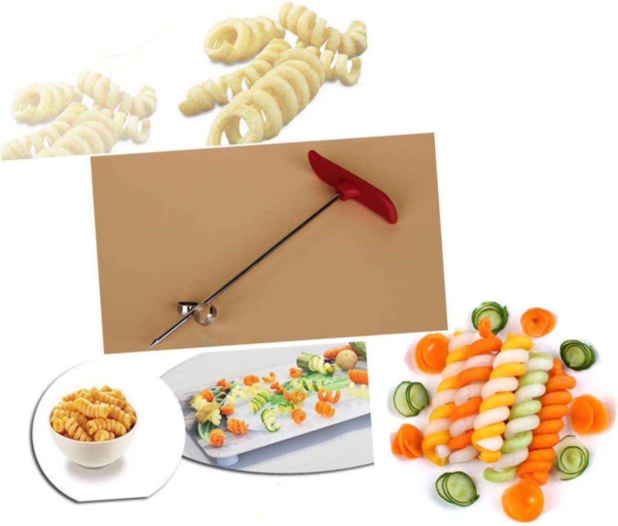 Ciieeo 12 Pcs Cucumber Spiral Slicer Cucumber Rotating Spiral Vegetable Vegetables Spiralizer Stainless Steel Spiral Slicer Cutter Spiralizer Coring Spiral Coils Fruit Multifunction