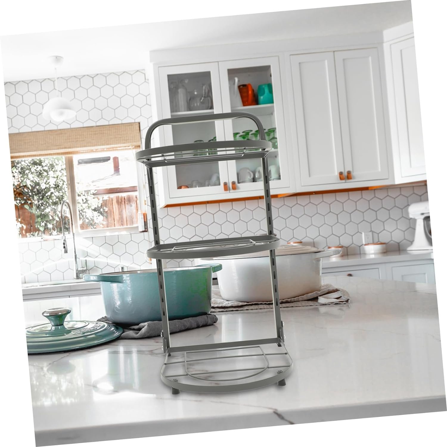 Ciieeo Kitchen Pot Rack Dutch Ovens Organizer Pan Rack for Cupboard Pot Organizer Rack Metal Pan Organizer Pot Racks Flat Pan Household Pan Organizer Household Products Carbon Steel Round