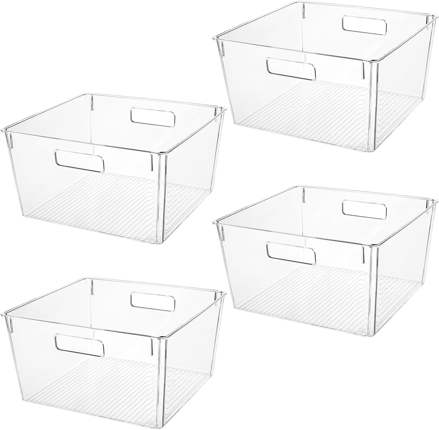 Clear Extra Large Plastic Storage Bins, Perfect for Kitchen Organization or Pantry Organization and Storage, Fridge Organizer Plastic Bins, Pantry Storage and Organization Bins