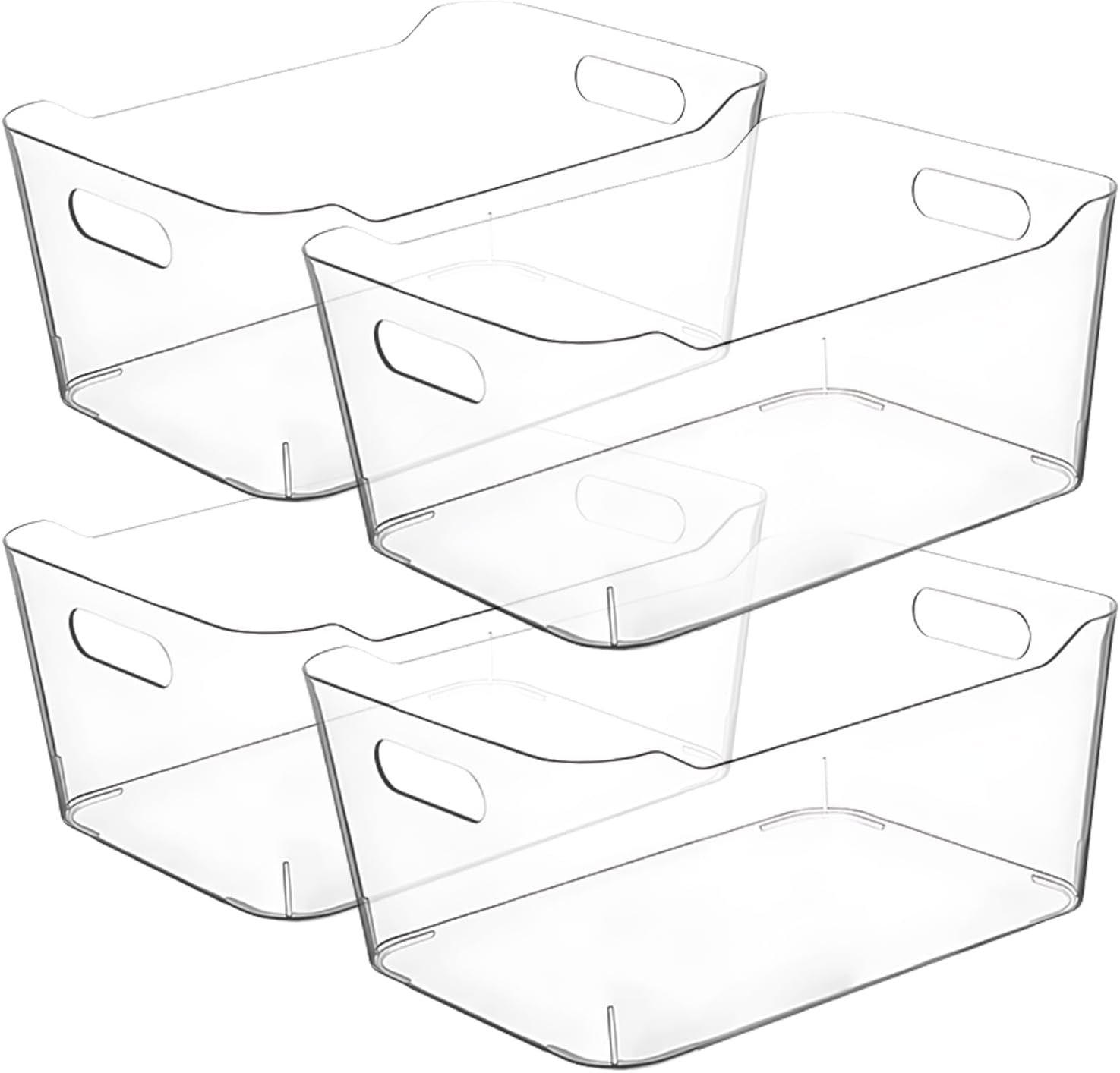 Clear Plastic Storage Bins, Perfect for Kitchen Organization or Pantry Organization and Storage, Fridge Organizer Plastic Bins, Pantry Organization and Storage Bins, Cabinet Organizers Clear Plastic Storage Bins, Perfect for Kitchen Organization or Pantry Organization and Storage, Fridge Organizer Plastic Bins, Pantry Organization and Storage Bins, Cabinet Organizers