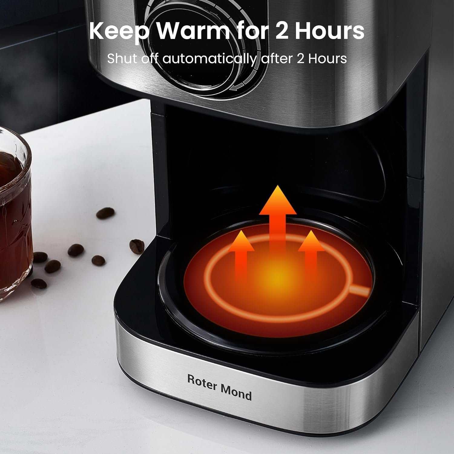 Coffee Maker, 10-Cup Programmable Coffee Machine with Keep Warm Coffee Pot LCD Screen Brew Strength Control, Stainless Steel Anti-Drip Digital Coffee Machine for Home and Office